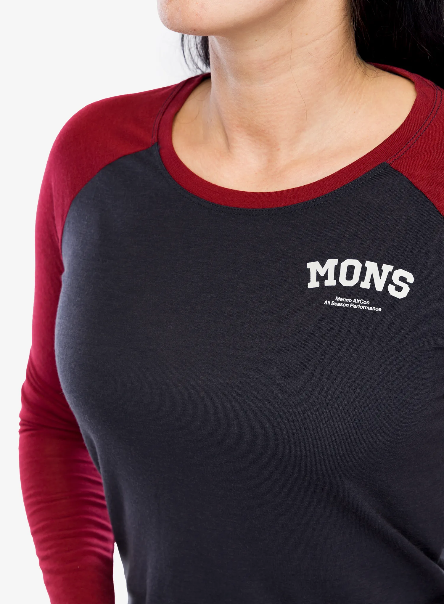 Ženska jopica Mons Royale Icon Raglan - cherry/9 iron