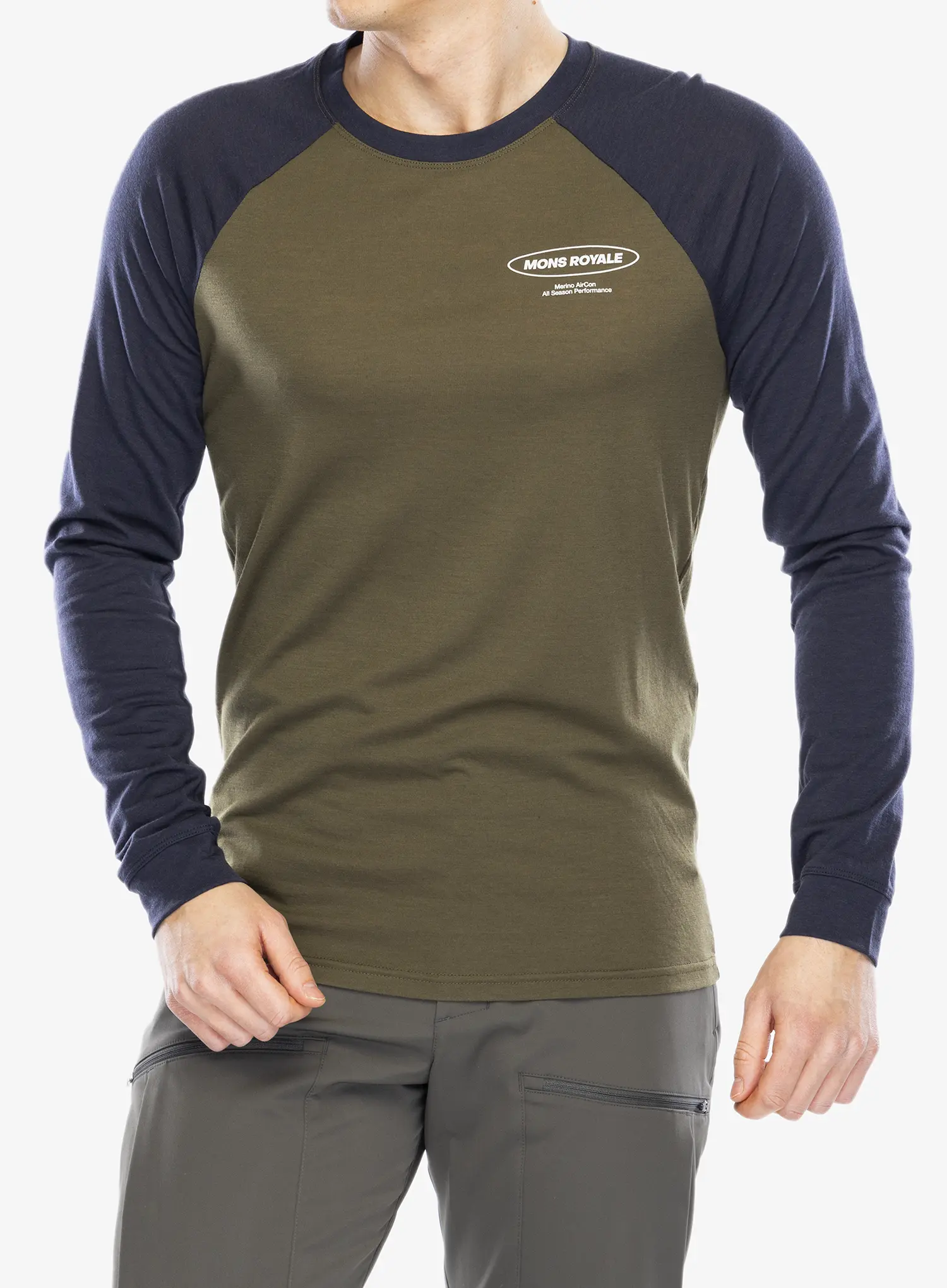 Majica z dolgimi rokavi Mons Royale Icon Raglan - dark olive/9 iron