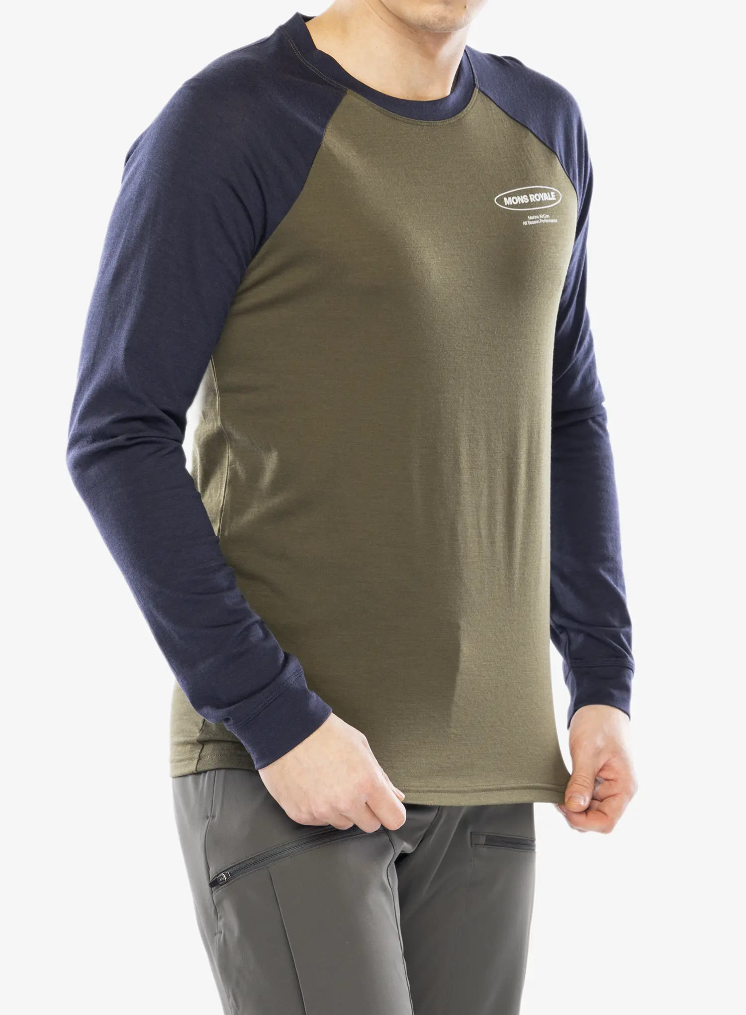 Majica z dolgimi rokavi Mons Royale Icon Raglan - dark olive/9 iron