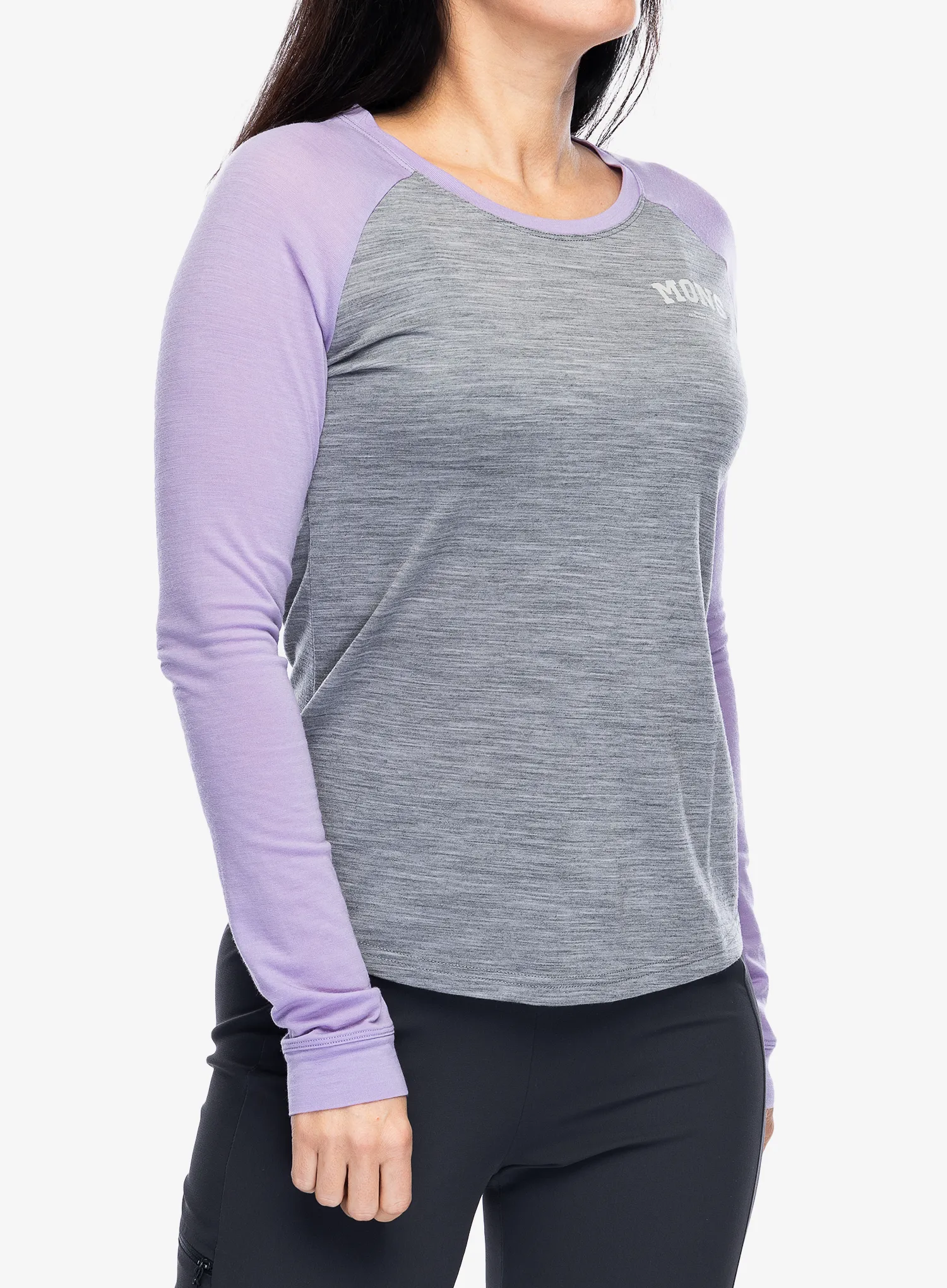 Ženska jopica Mons Royale Icon Raglan - grey heather/lupin