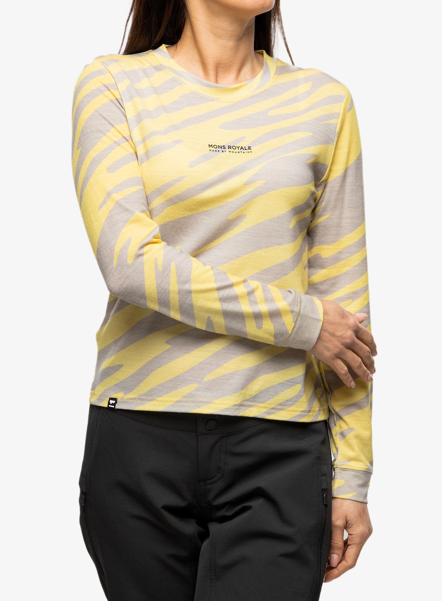 Ženska jopica Mons Royale Icon Relaxed LS - limelight camo