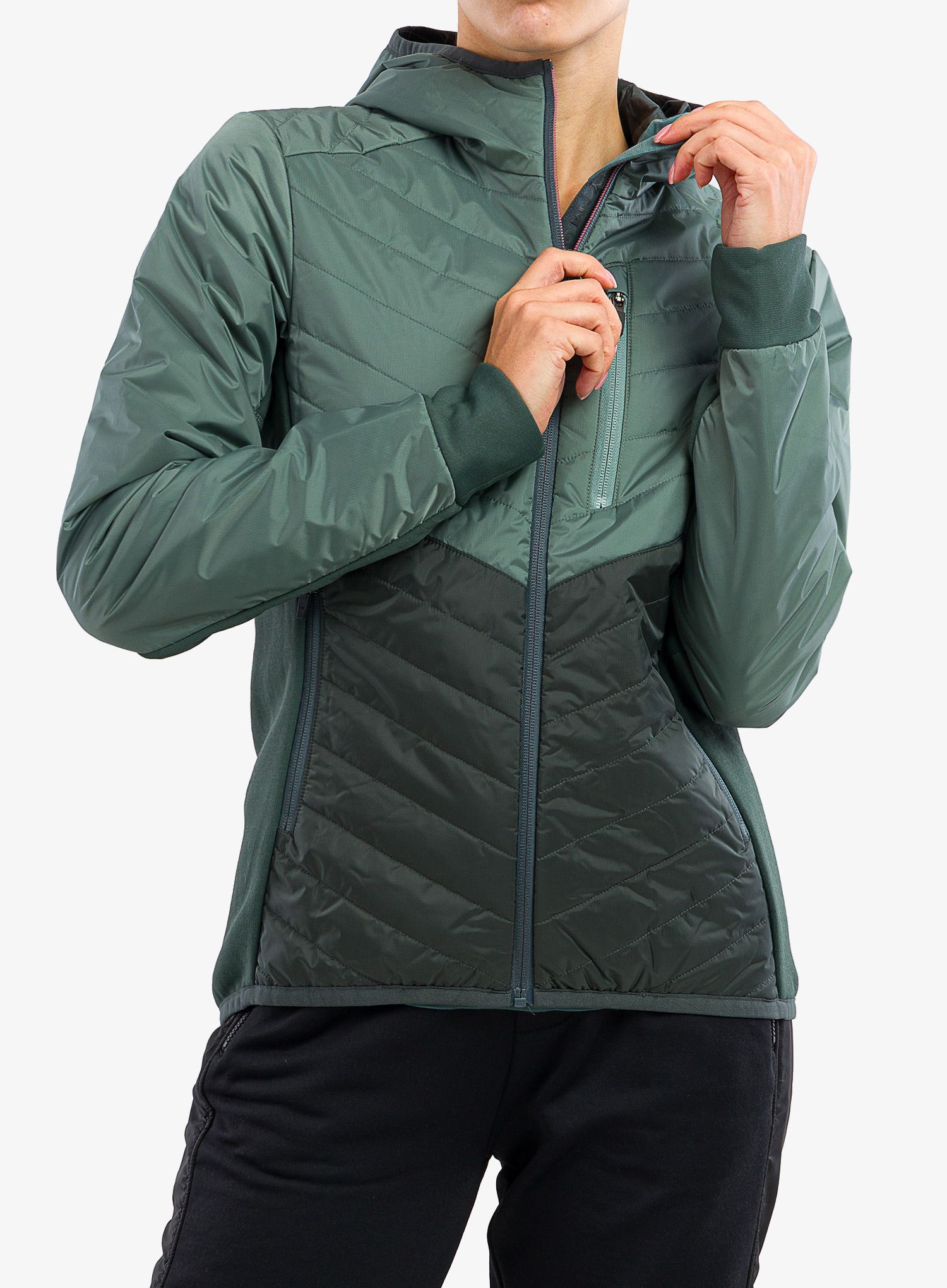 Sintetična jakna Mons Royale Neve Hood - sage/burnt sage