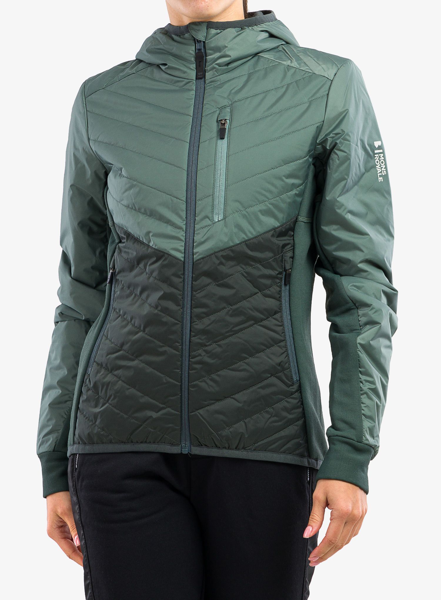 Sintetična jakna Mons Royale Neve Hood - sage/burnt sage