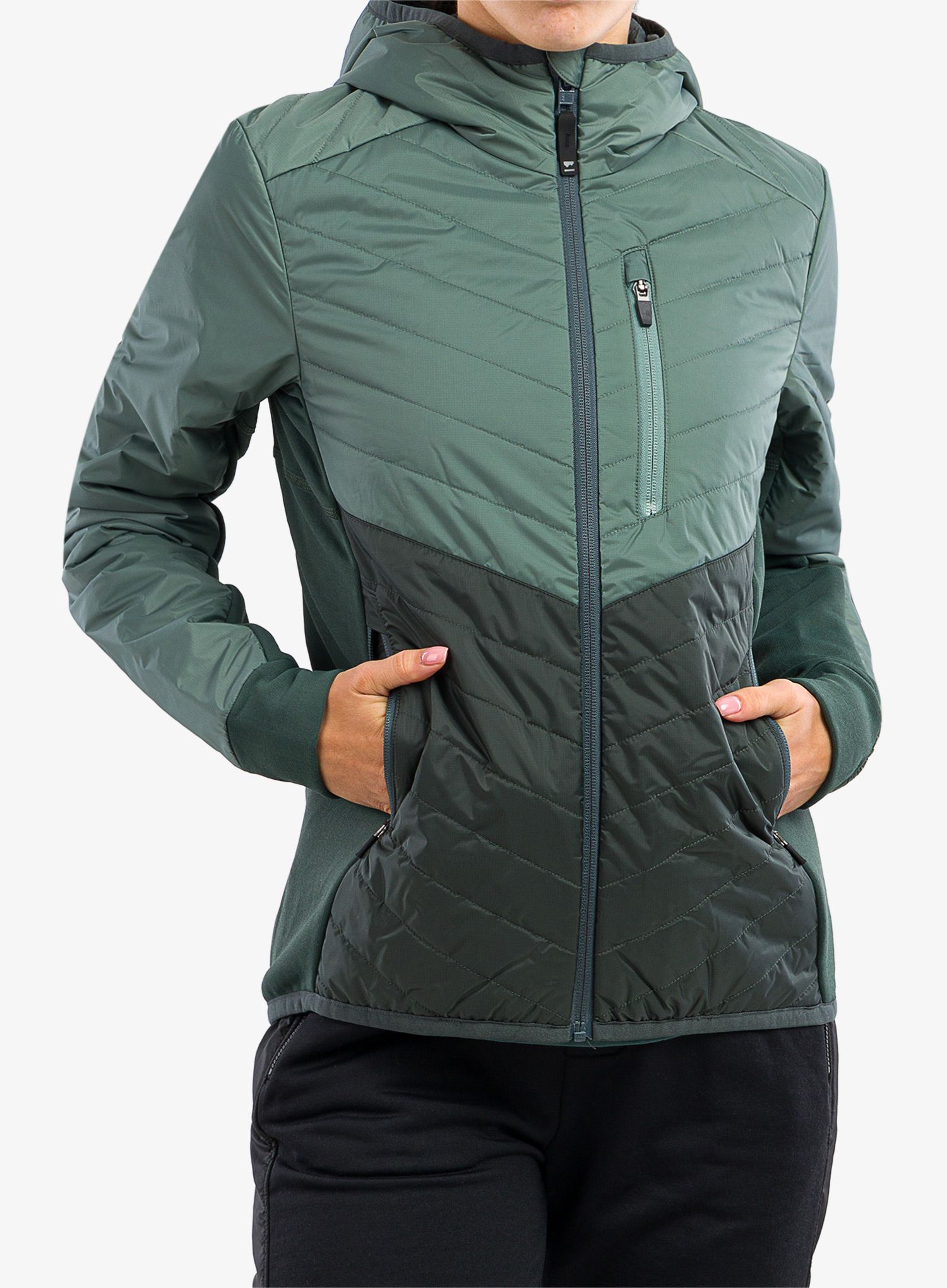 Sintetična jakna Mons Royale Neve Hood - sage/burnt sage
