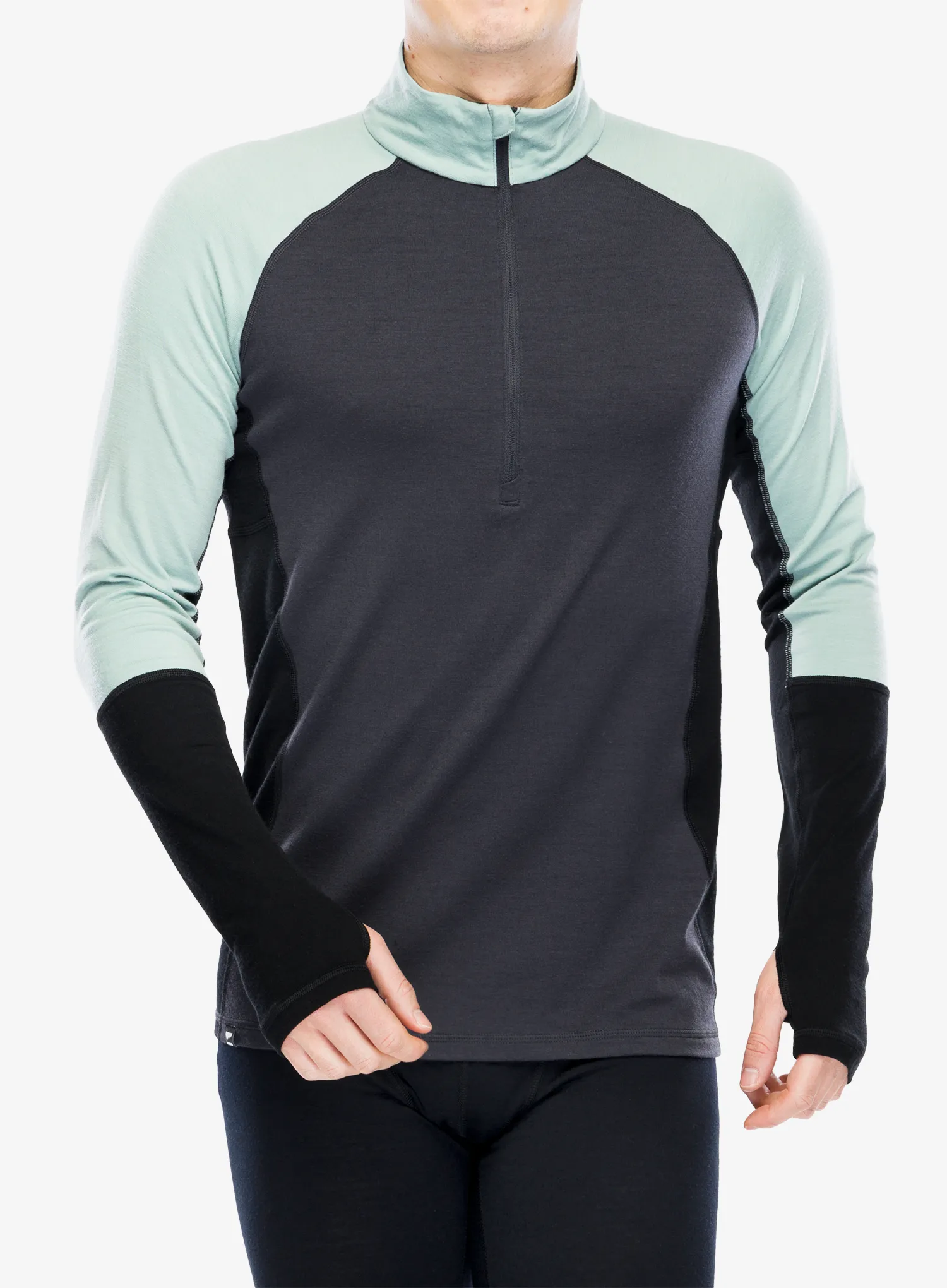 Termo flis jopa Mons Royale Olympus Half Zip - dew/9 iron/black