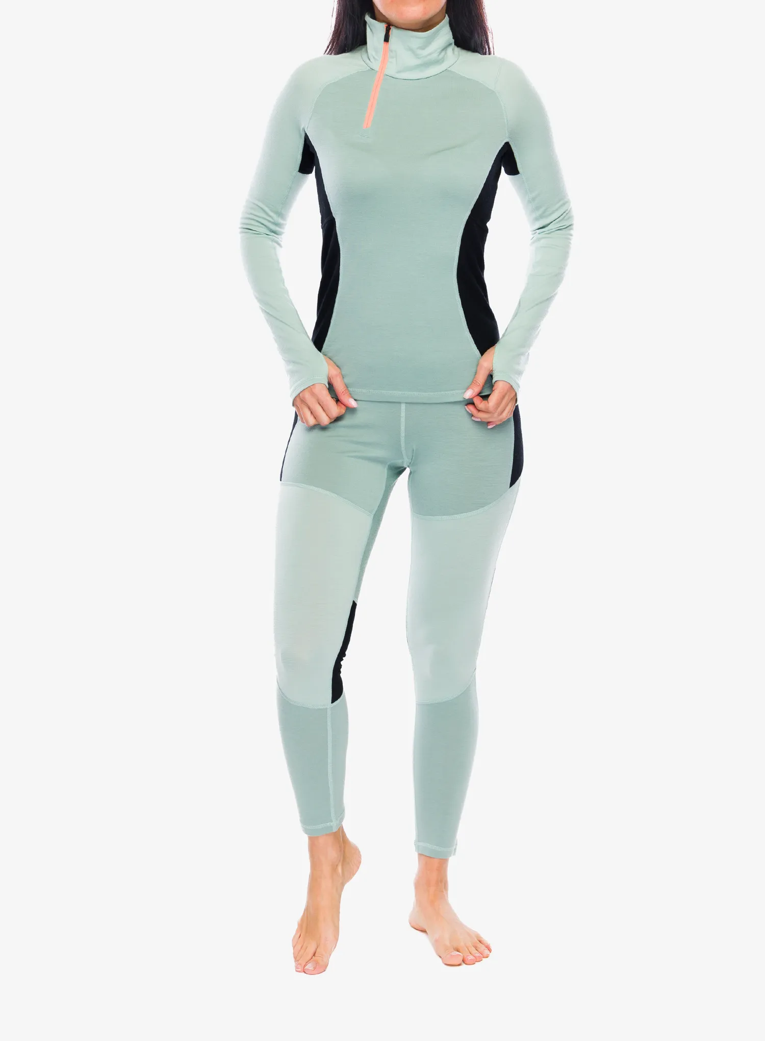 Ženska termo flis jopa Mons Royale Olympus Half Zip - glacier/dew/black