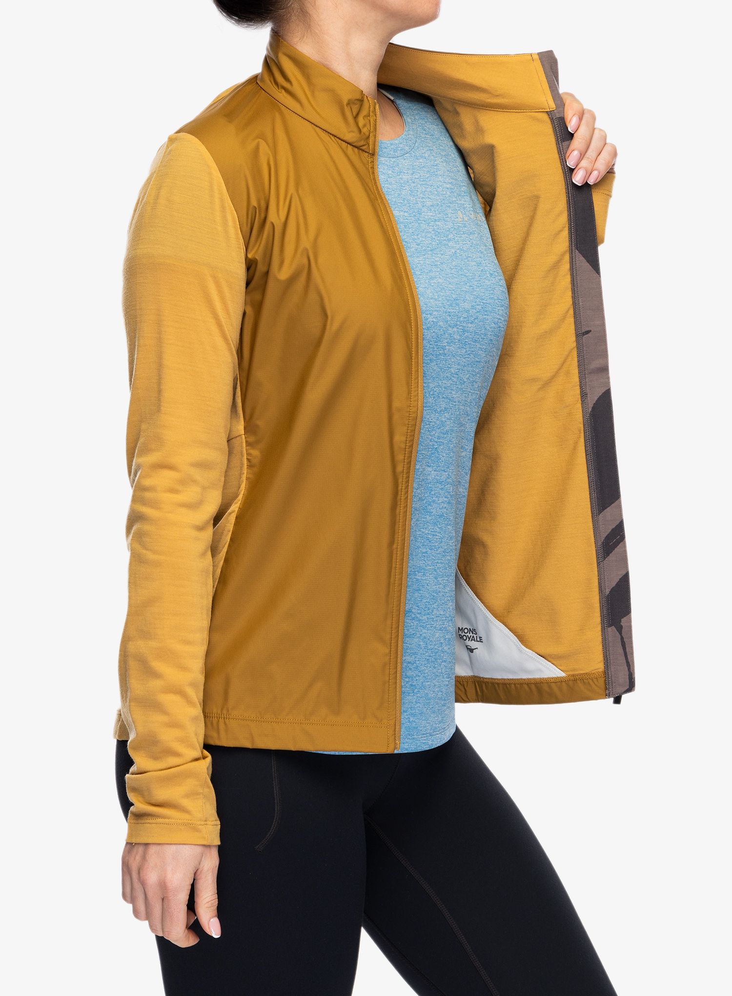 Ženska kolesarska jopa Mons Royale Redwood Wind Jersey - cumin/honey