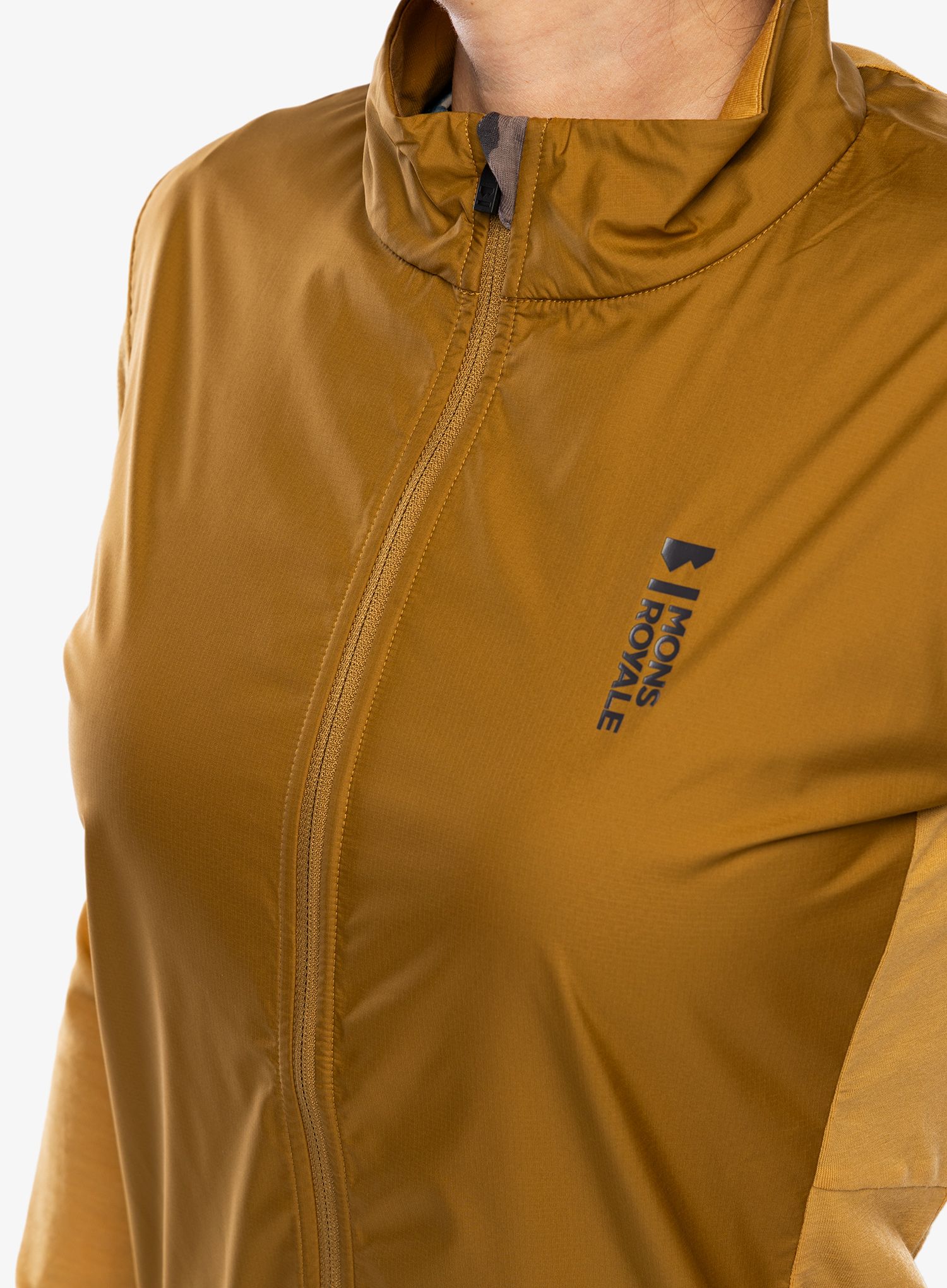 Ženska kolesarska jopa Mons Royale Redwood Wind Jersey - cumin/honey