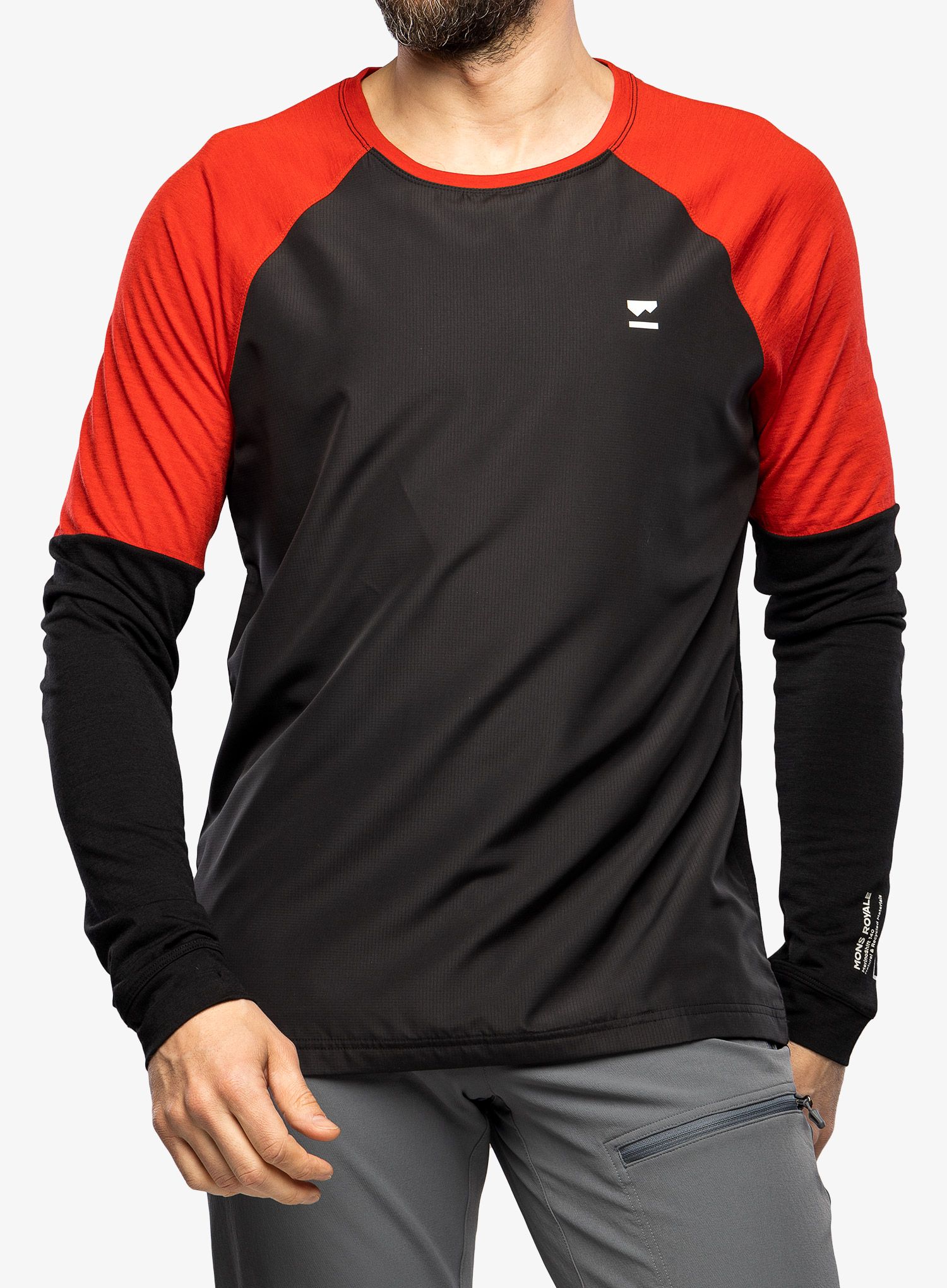 Kolesarska jopa Mons Royale Tarn Merino Shift Wind Jersey - retro red/black