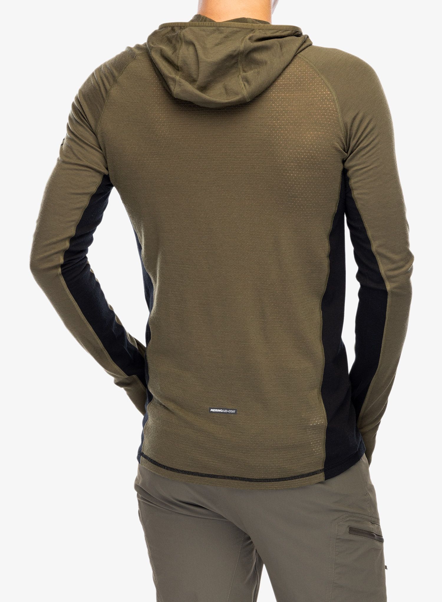Termo flis jopa Mons Royale Temple Tech Hood - dark olive/black