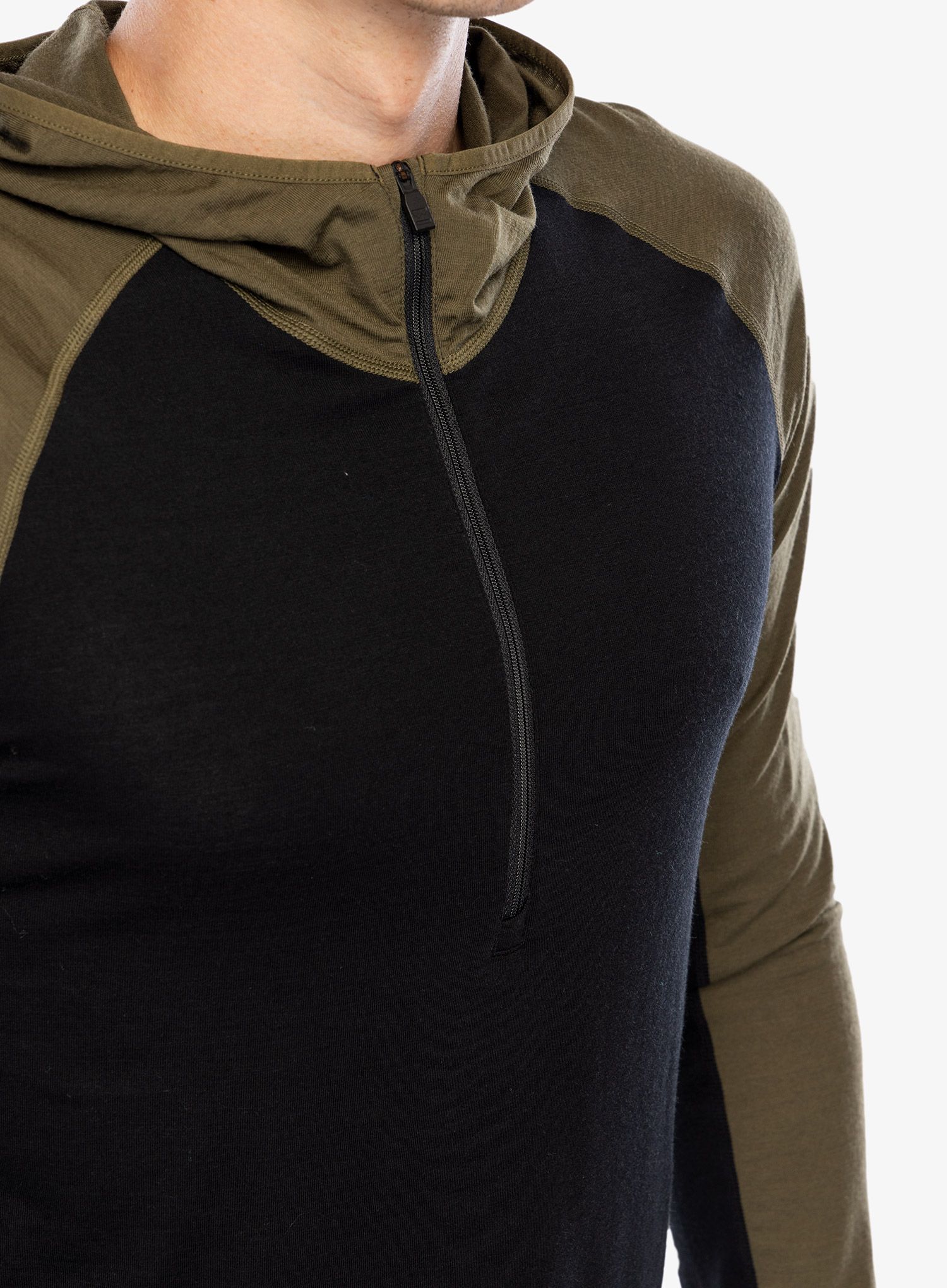 Termo flis jopa Mons Royale Temple Tech Hood - dark olive/black