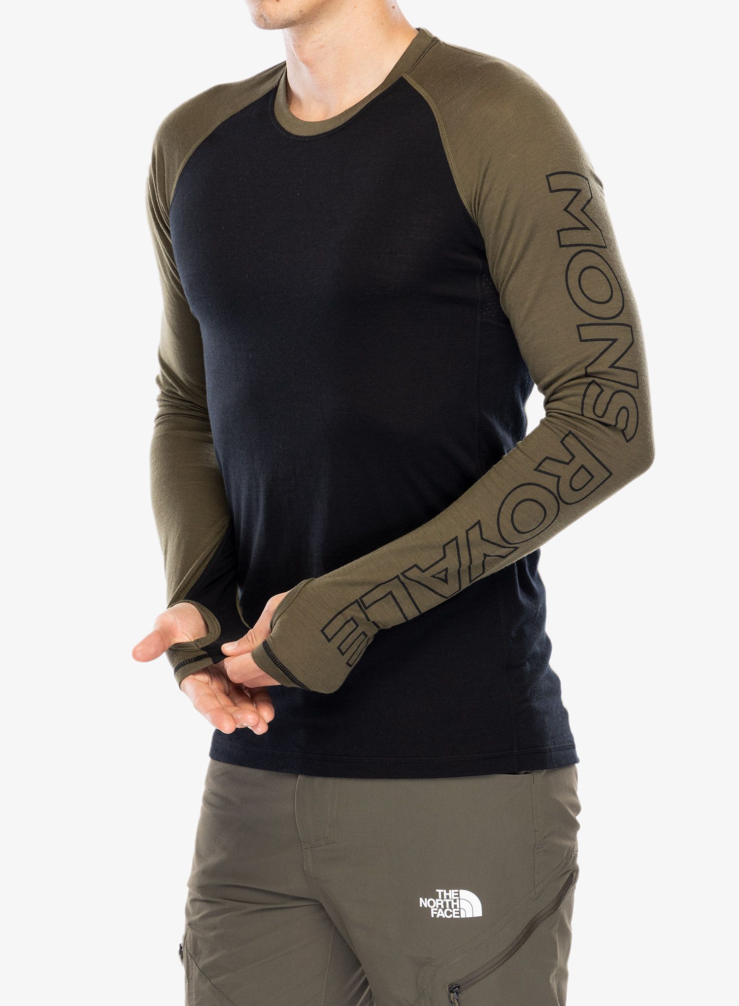Termo flis jopa Mons Royale Temple Tech LS - dark olive/black