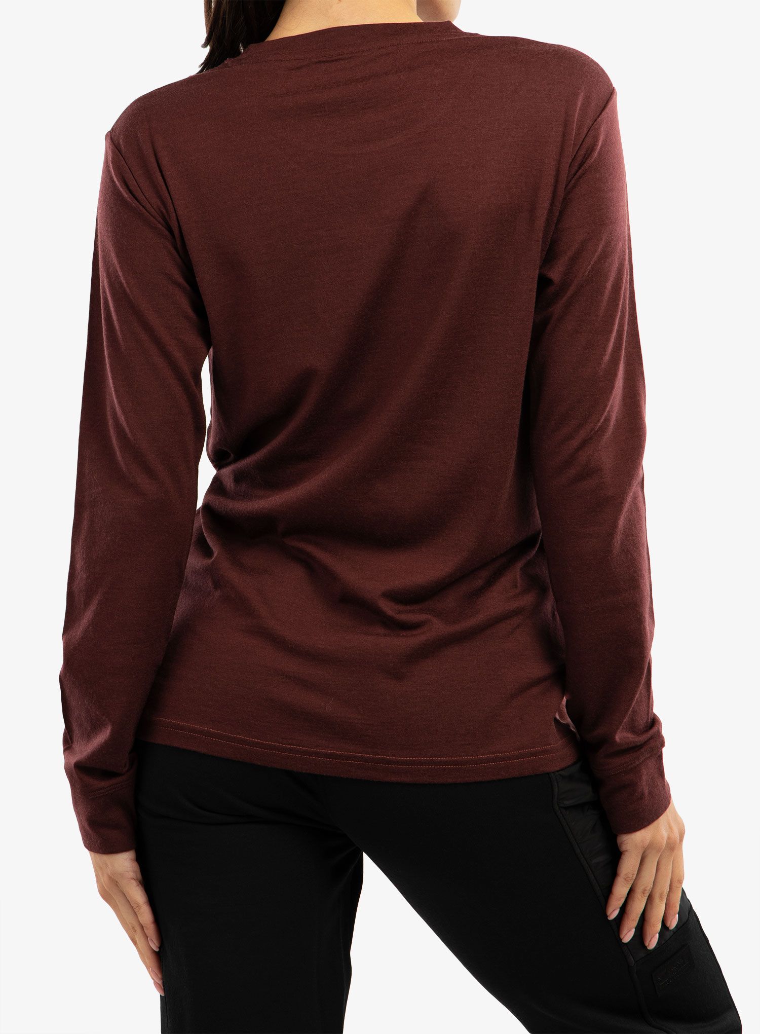 Majica z dolgimi rokavi ženska Mons Royale Yotei BF LS - dark chocolate/terracotta