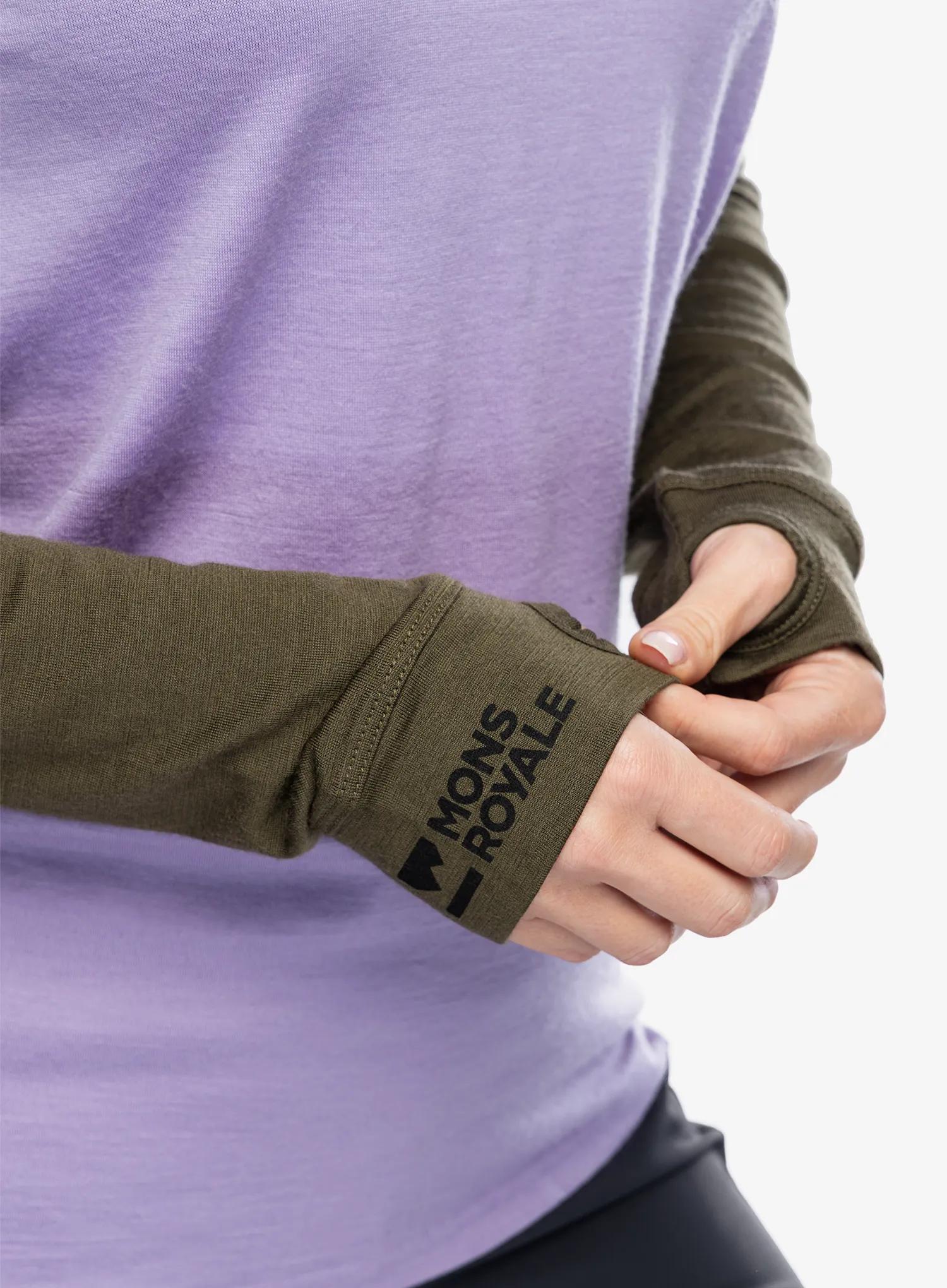 Ženski longsleeve Mons Royale Yotei BF LS - lupin/dark olive/black