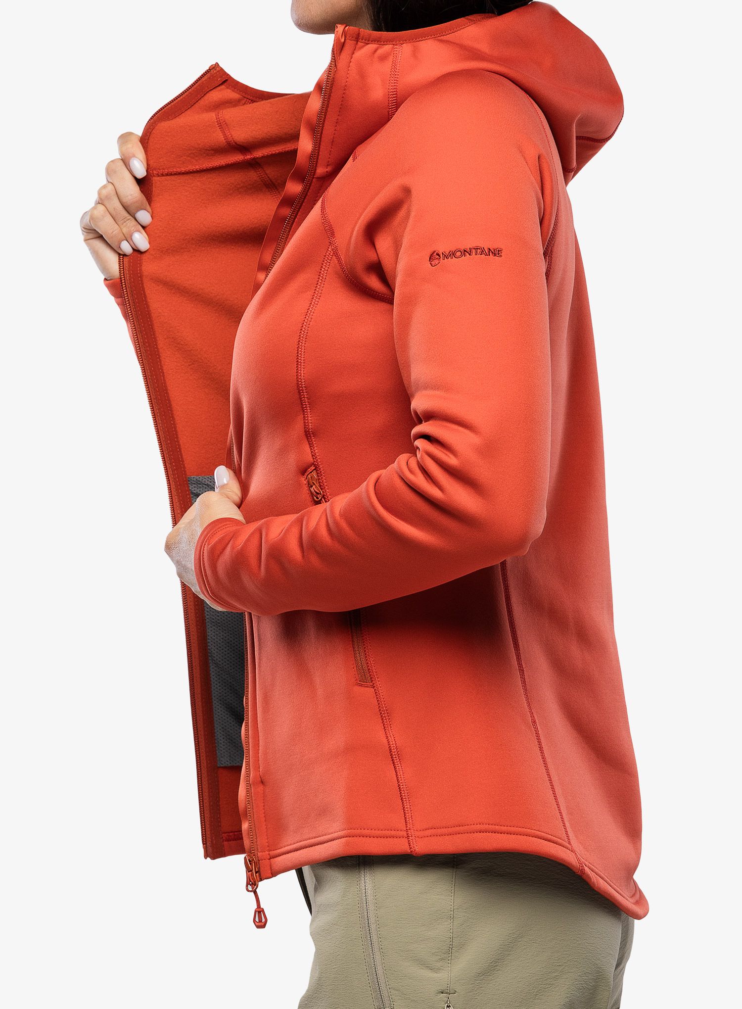 Ženska jopa s kapuco Montane Fury Hoodie - saffron red