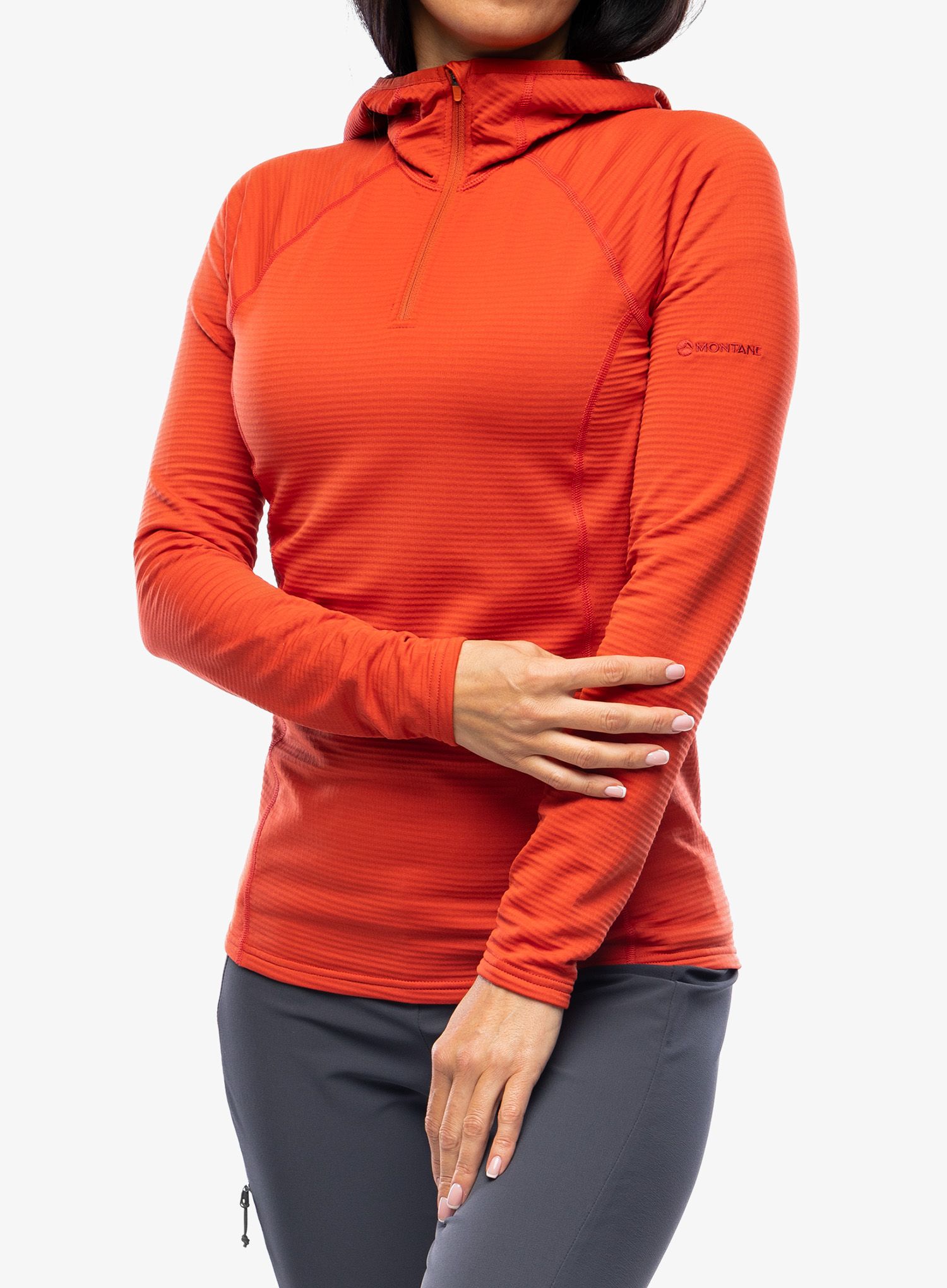 Ženska jopica z zadrgo Montane Protium Lite Hoodie - saffron red