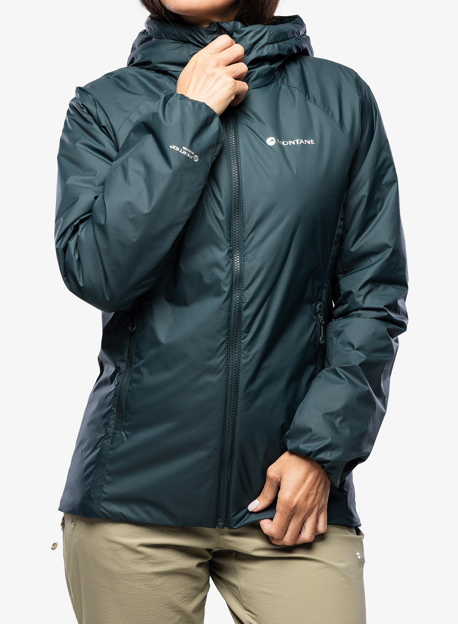 Ženska sintetična jakna Montane Respond Hoodie - deep forest