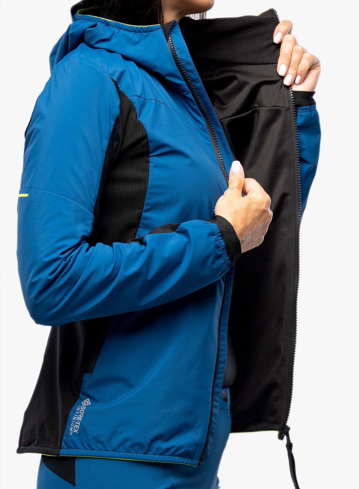 Ženska softshell jakna Montura Air Action Hybrid Jacket - deep blue/yellow fluo