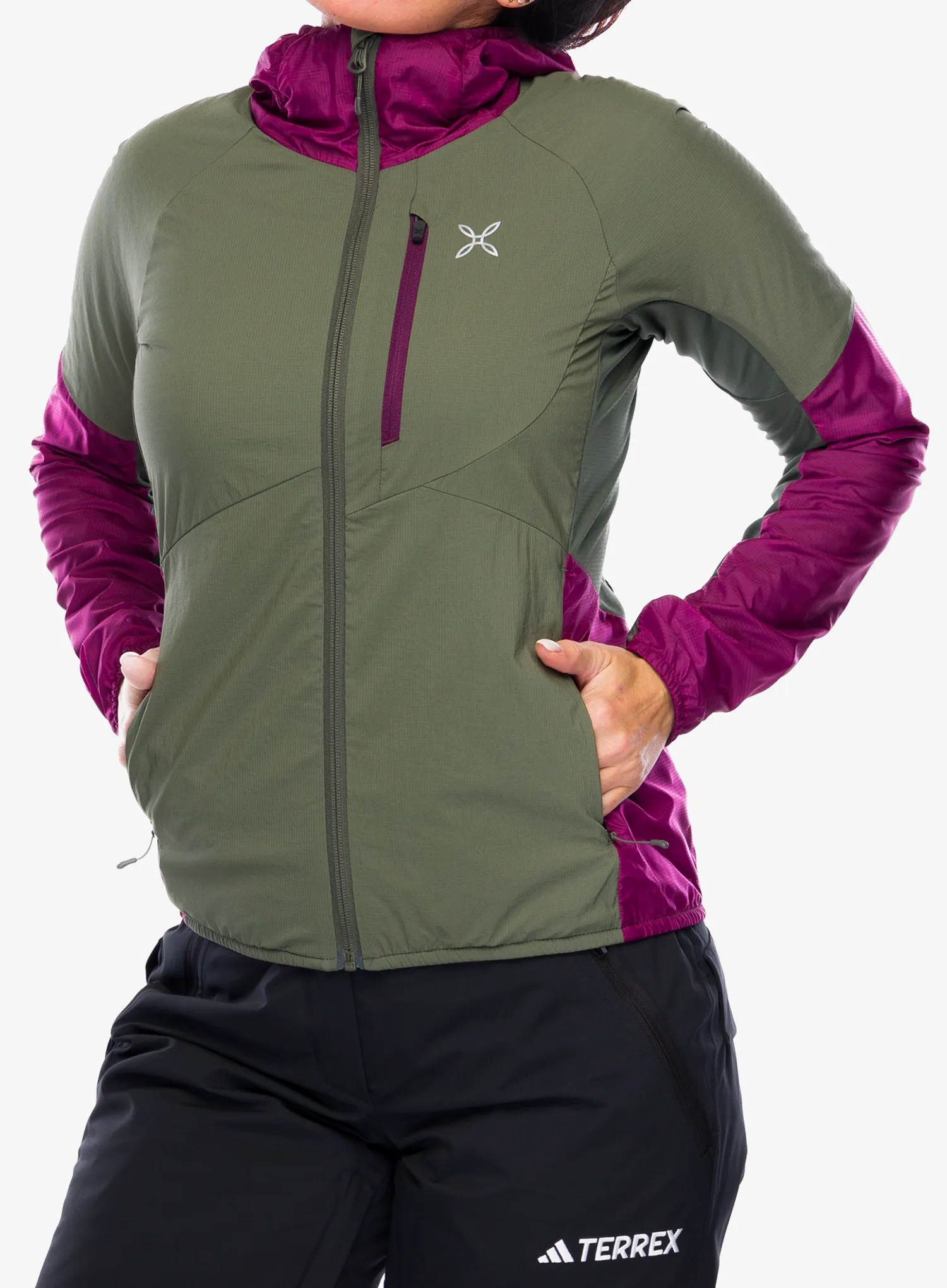 Ženska nepremočljiva jakna Montura Alpha Evo Jacket - sage green/wine red