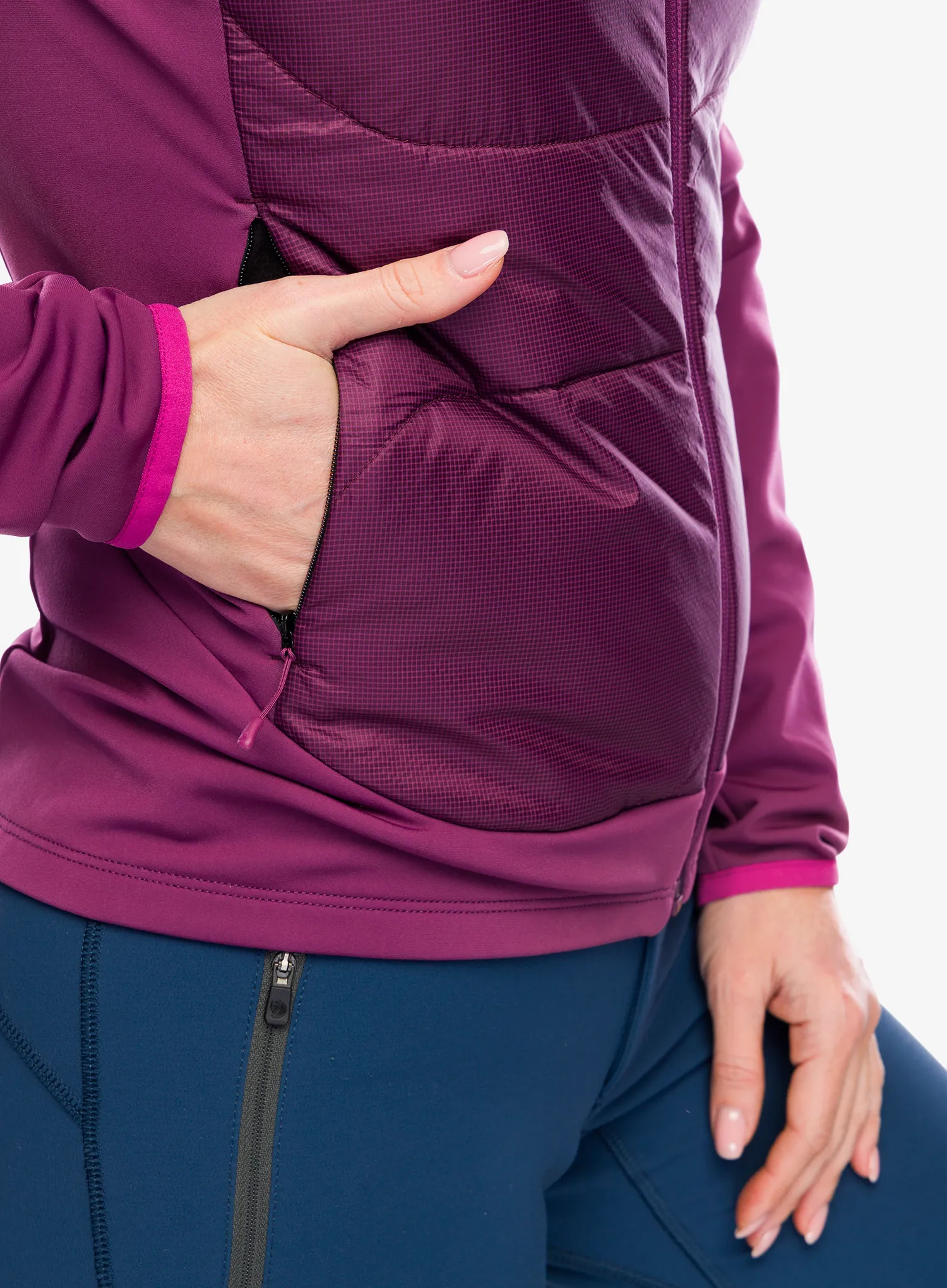 Ženska hibridna jakna Montura Enigma Hybrid Jacket - wine red/baton rouge