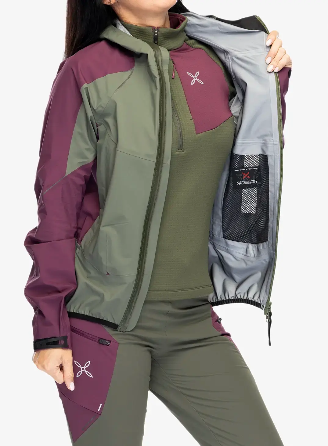 Ženska hardshell jakna Montura Magic 2.0 Jacket - sage green/wine red