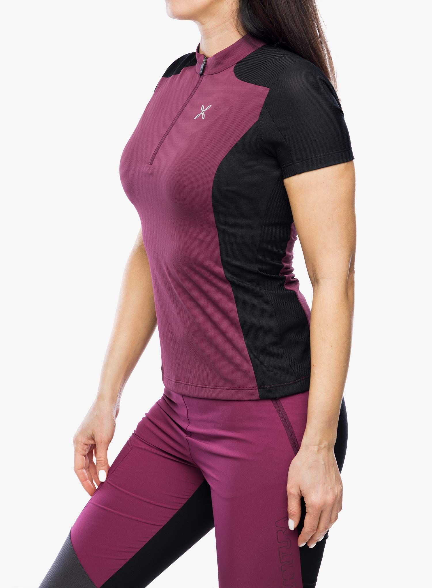 Ženska športna majica Montura Mountain 2 Zip T-Shirt - wine red