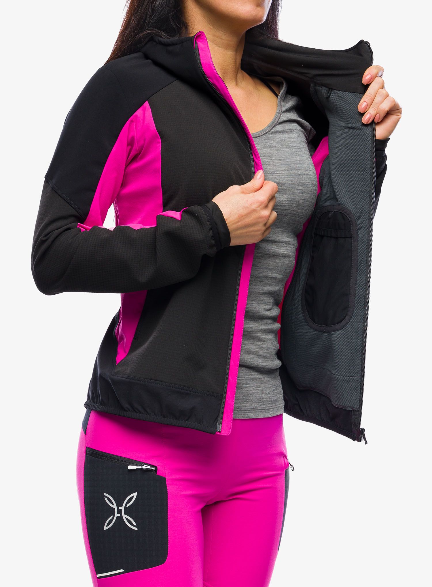 Ženska softshell jakna Montura Premium Wind Conf.Fit Jacket - black/intense violet
