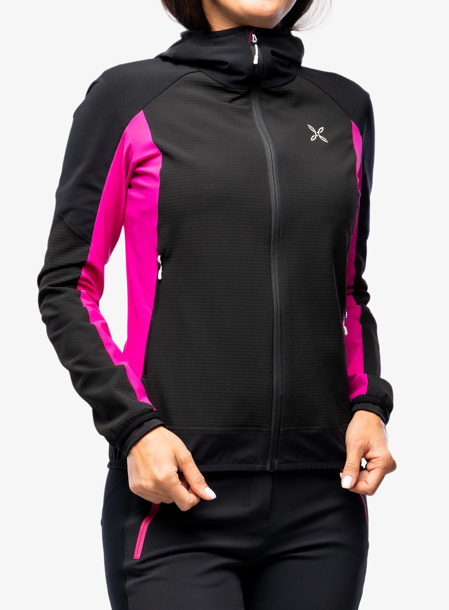 Ženska softshell jakna Montura Premium Wind Hoody Jacket - black/intense violet