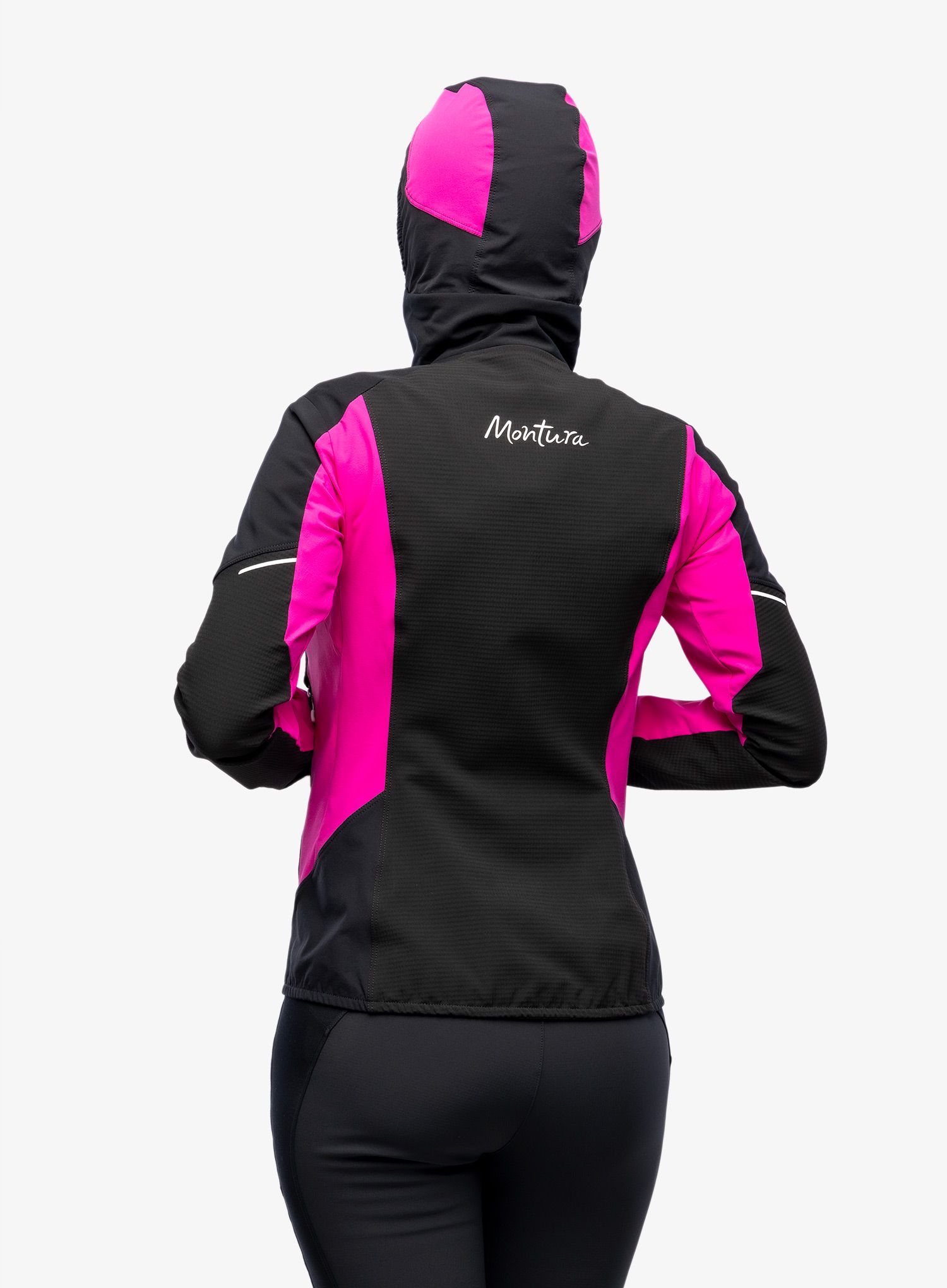 Ženska softshell jakna Montura Premium Wind Hoody Jacket - black/intense violet