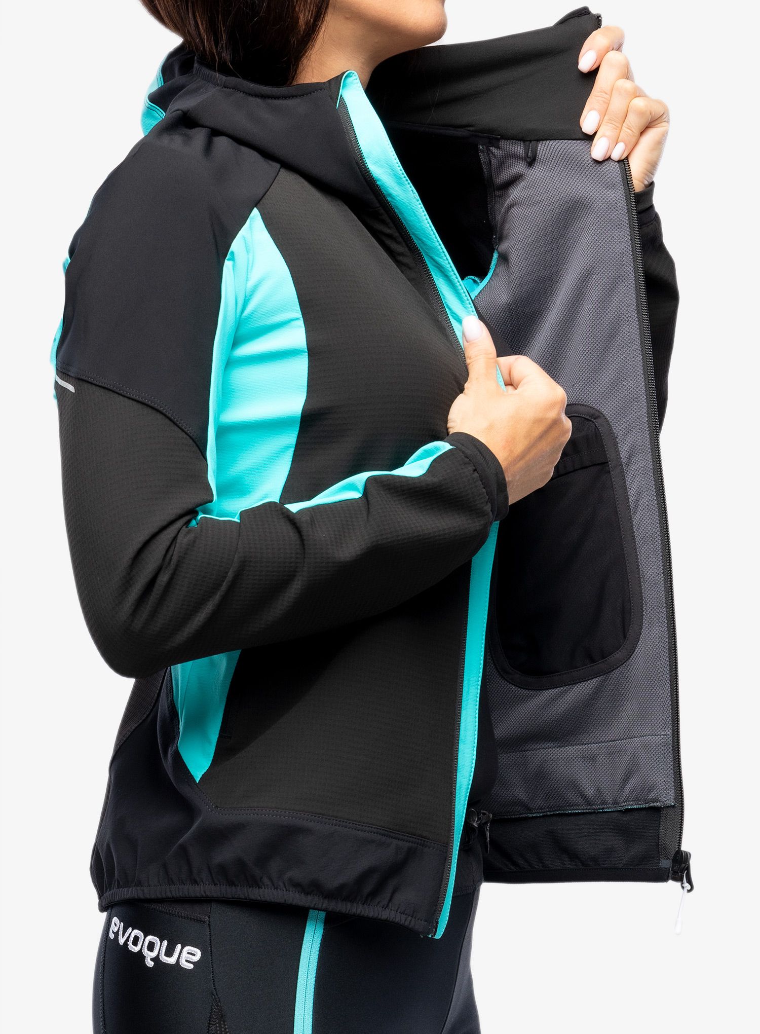 Ženska softshell jakna Montura Premium Wind Hoody Jacket - black/light blue