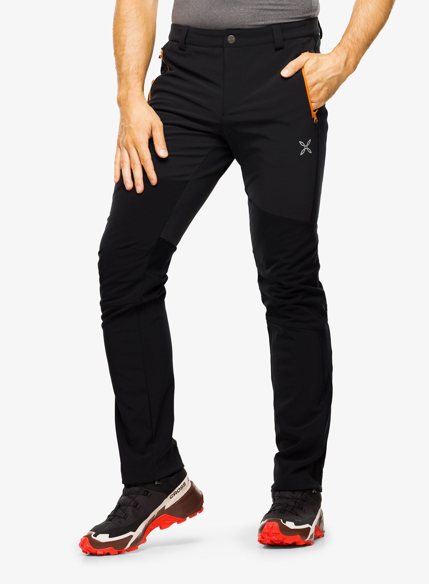 Softshell hlače Montura Presanella Pants - black/mandarine