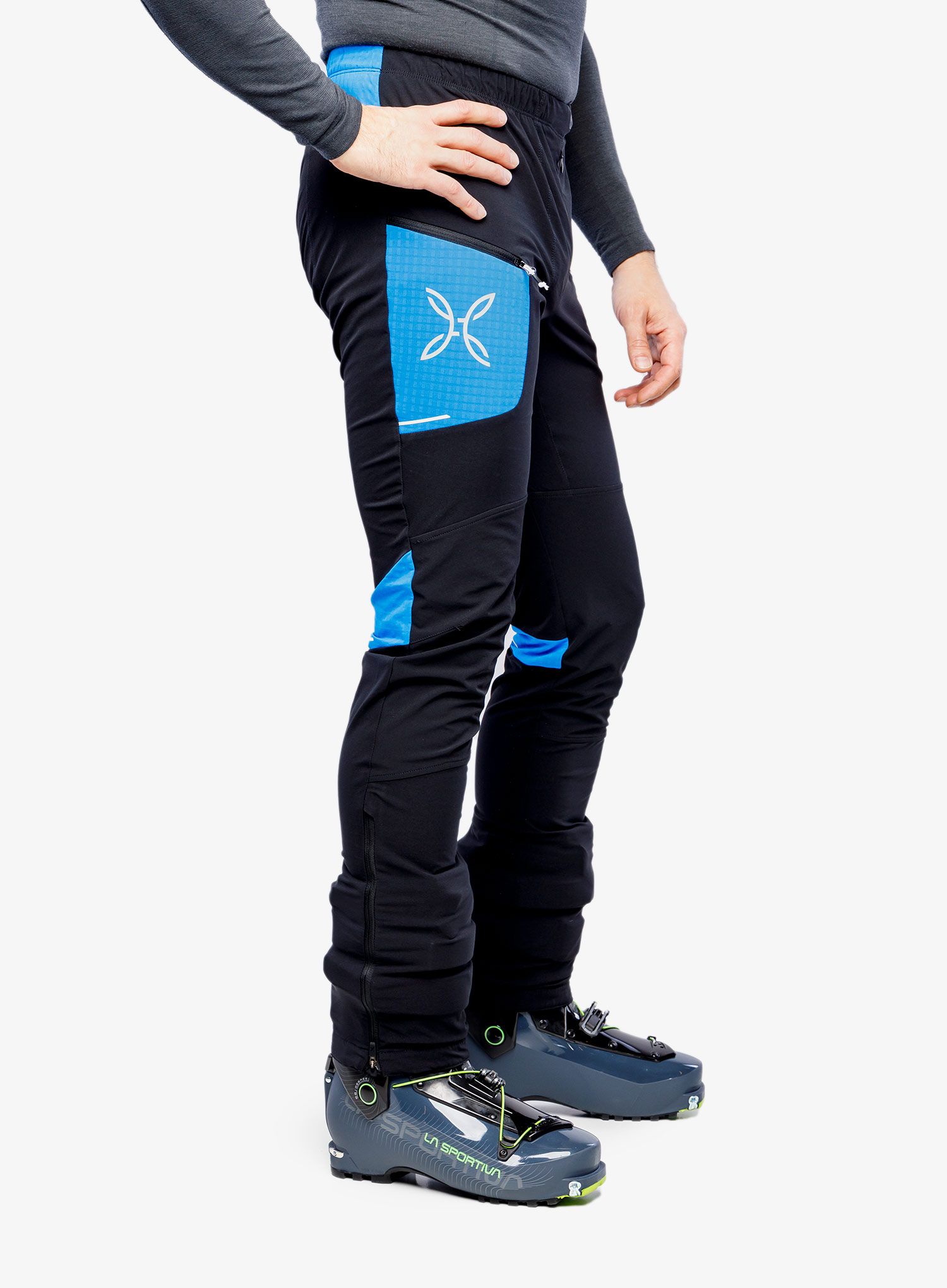Moške softshell hlače Montura Ski Style Pants - black/bright blue