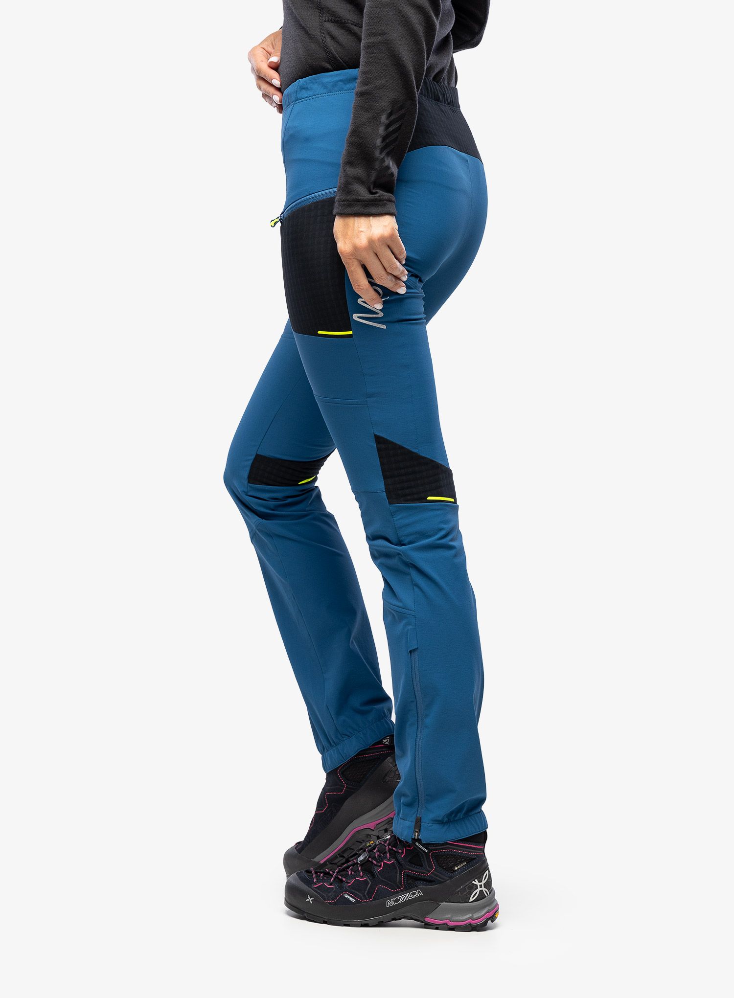Ženske tekaške hlače Montura Ski Style Pants - deep blue/yellow fluo