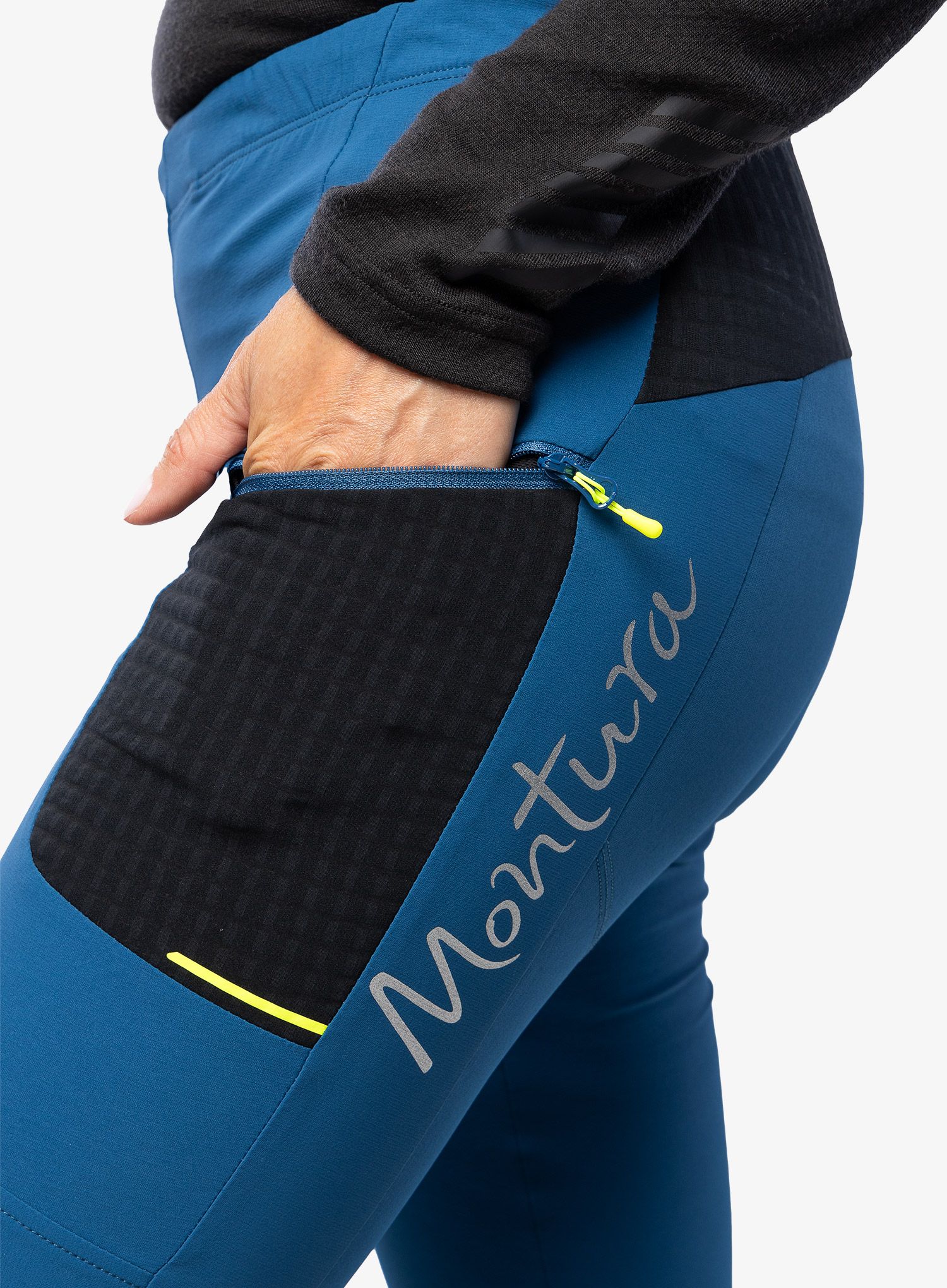 Ženske tekaške hlače Montura Ski Style Pants - deep blue/yellow fluo