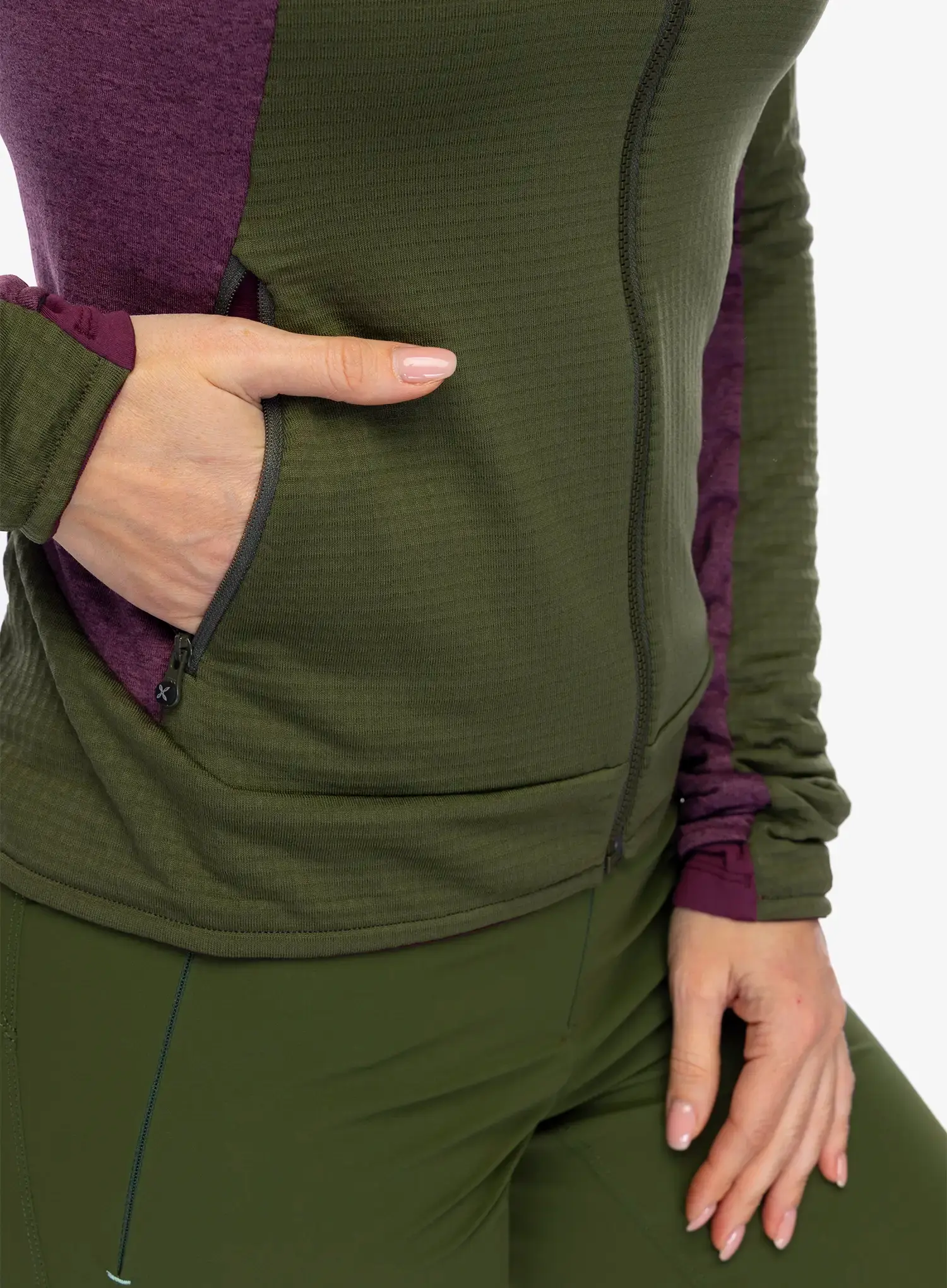 Ženska jopica Montura Stretch Color 2 Maglia - sage green/wine red