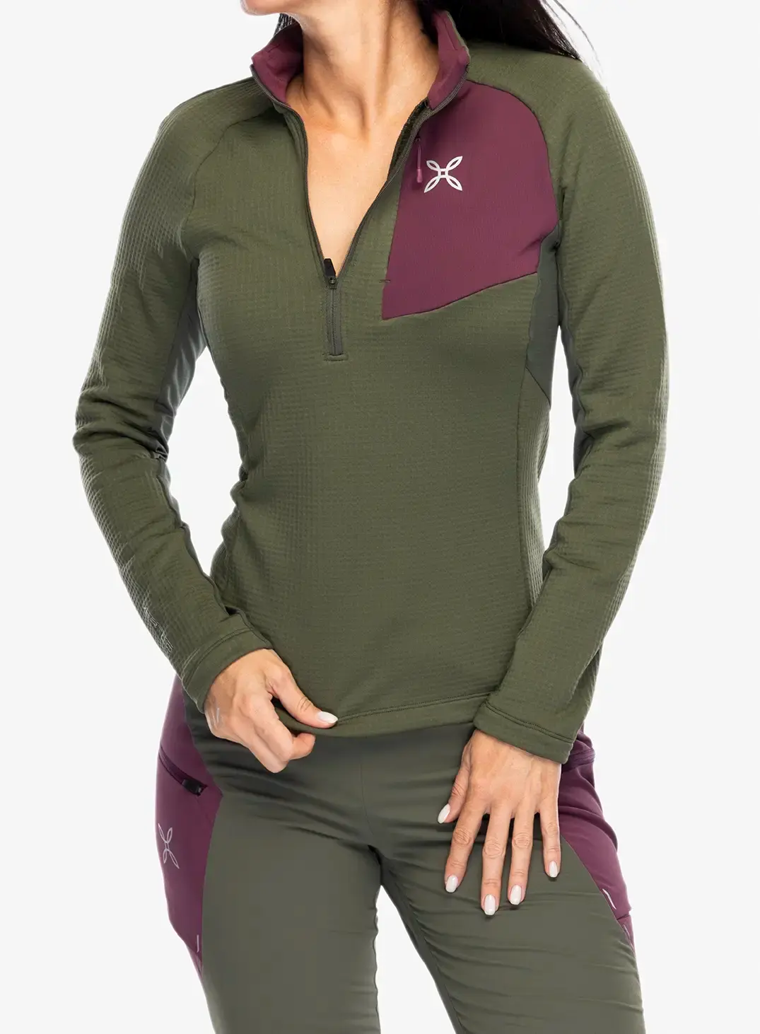 Ženska jopica Montura Stretch Color 3 Zip Maglia - sage green/wine red
