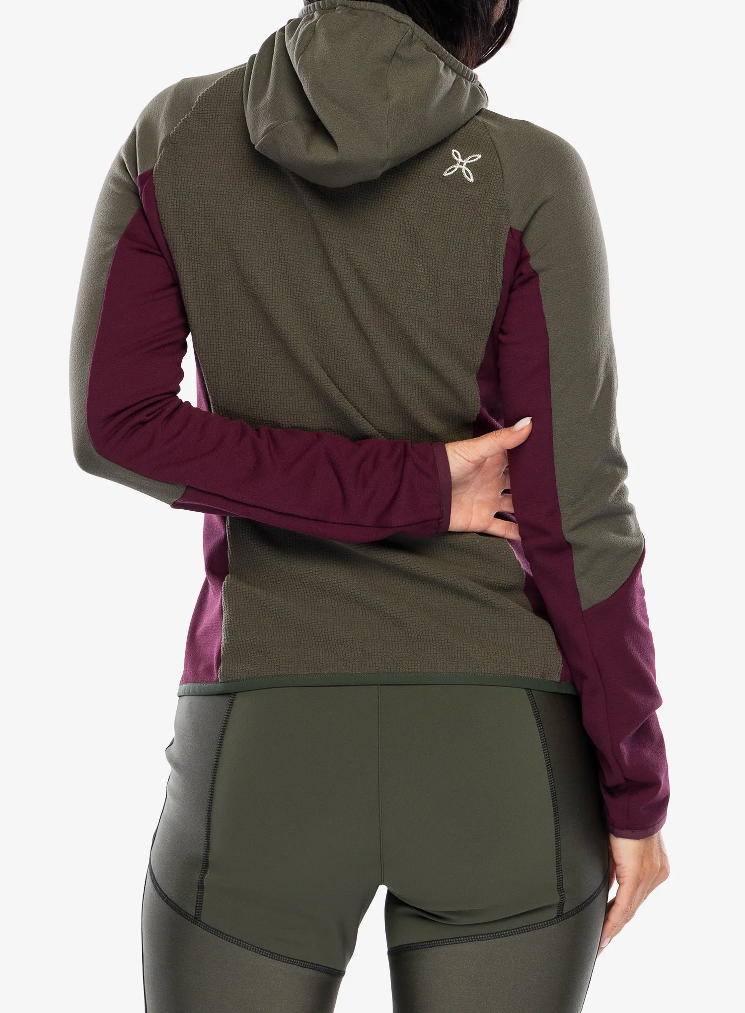 Ženska jopica z zadrgo Montura Stretch Evo Maglia - sage green/wine red