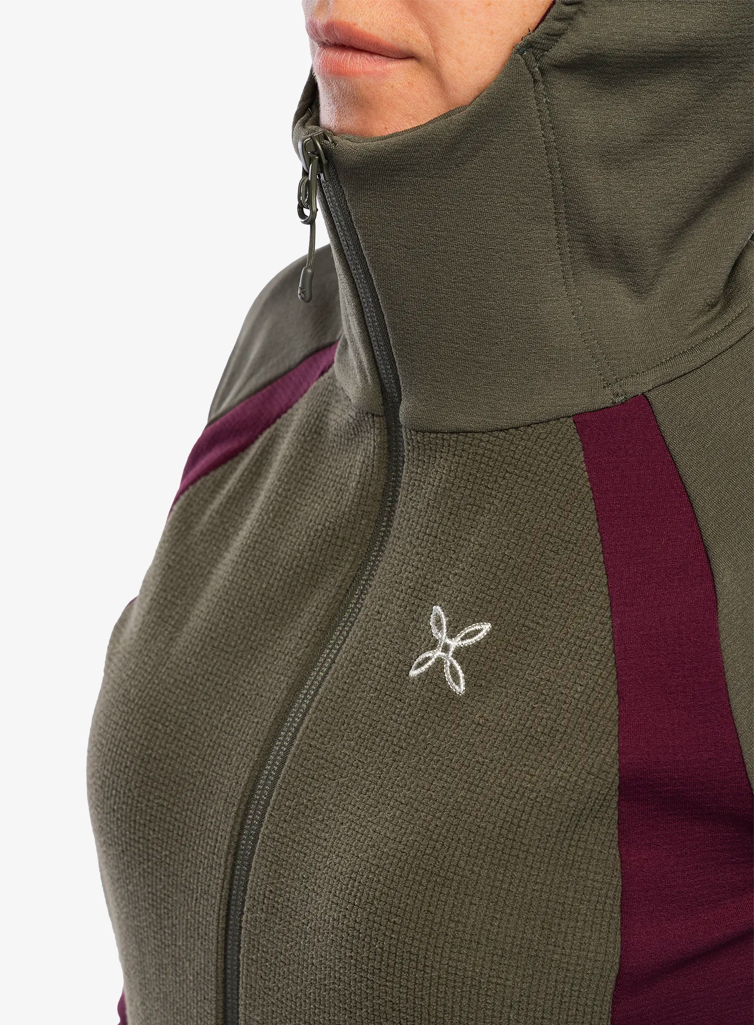 Ženska jopica z zadrgo Montura Stretch Evo Maglia - sage green/wine red