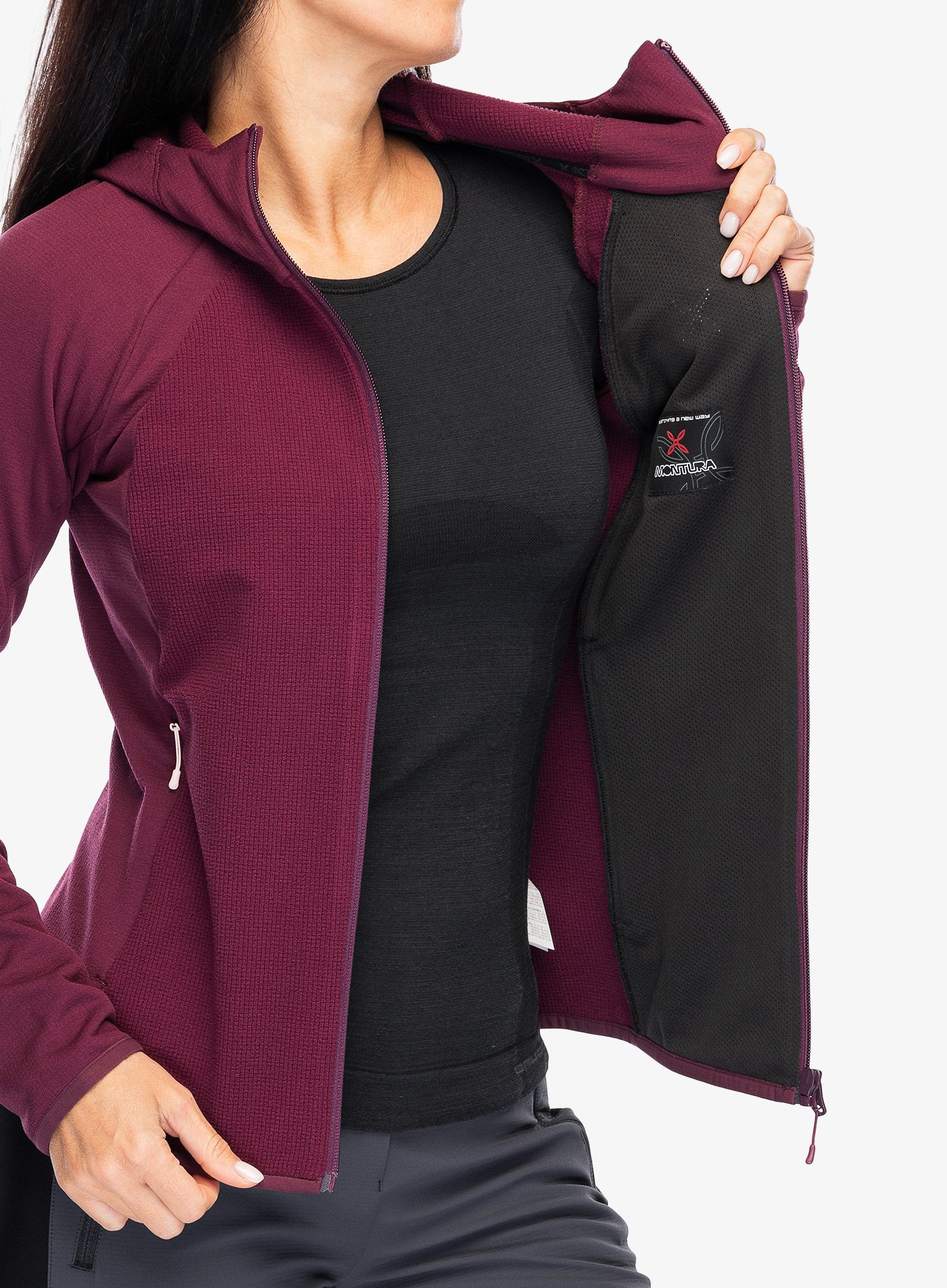 Ženska jopica z zadrgo Montura Stretch Evo Maglia - vinaccia/light rose