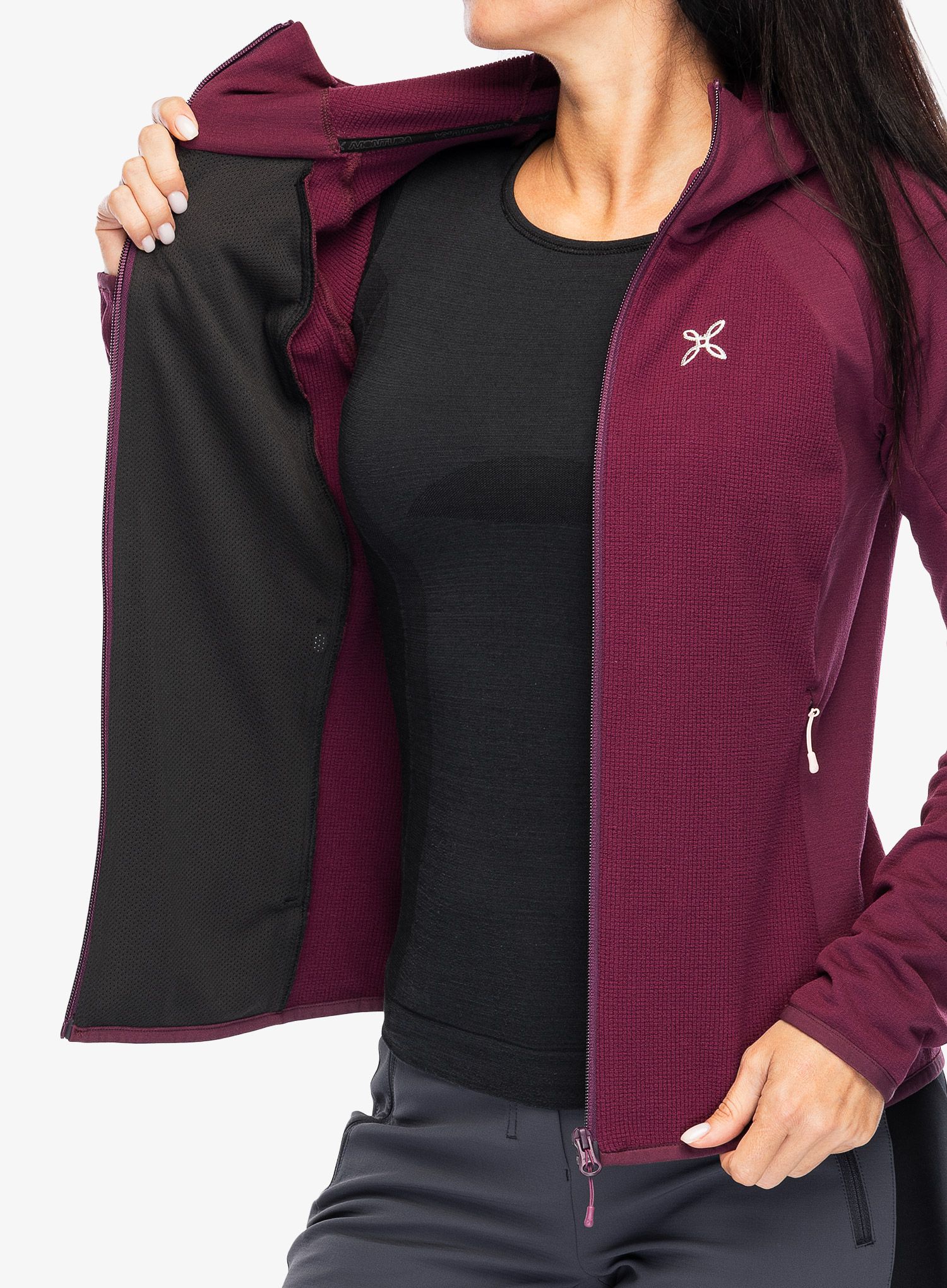 Ženska jopica z zadrgo Montura Stretch Evo Maglia - vinaccia/light rose