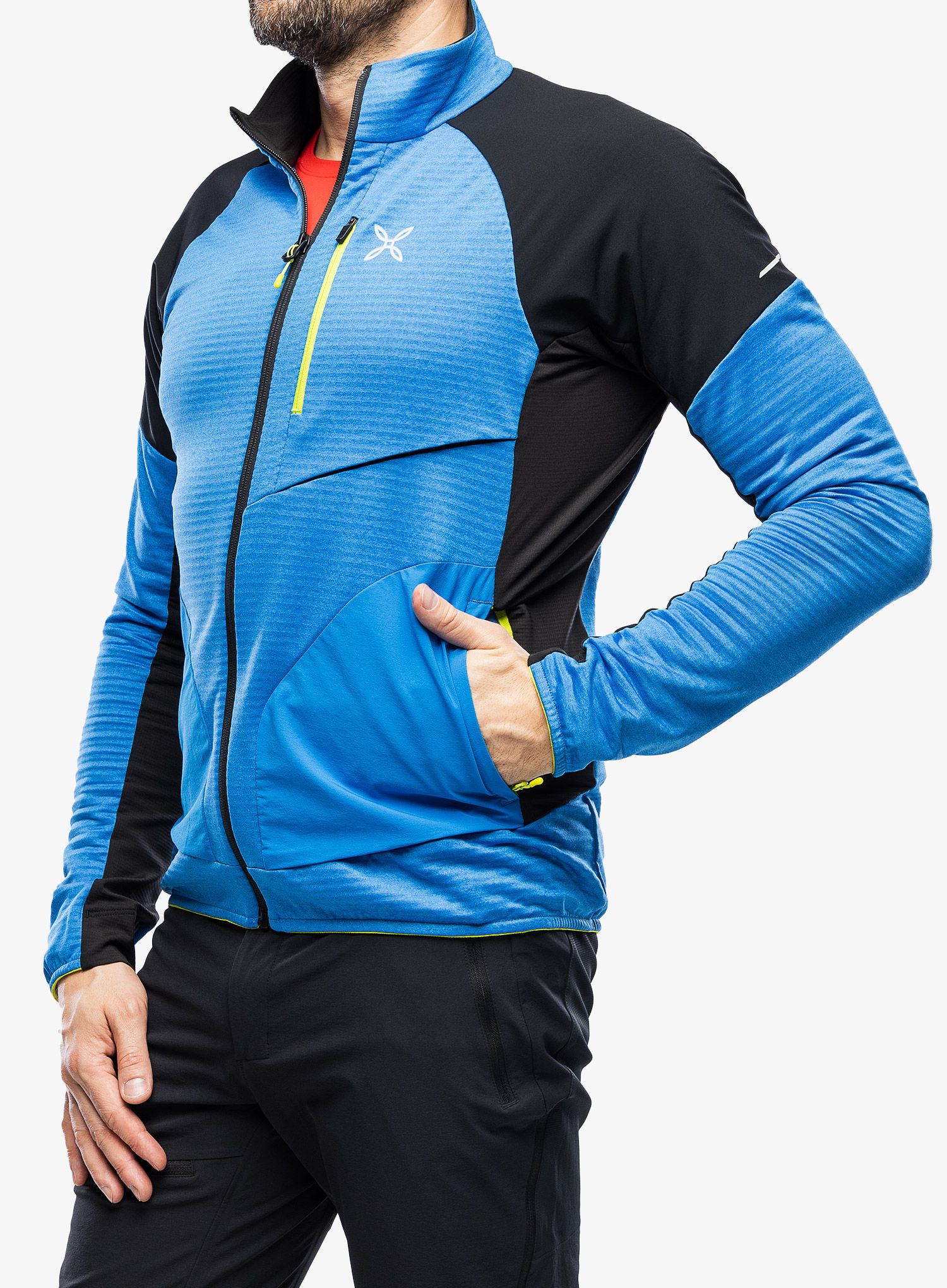 Moška jopica Montura Thermal Grid 2 Maglia - bright blue/lime green