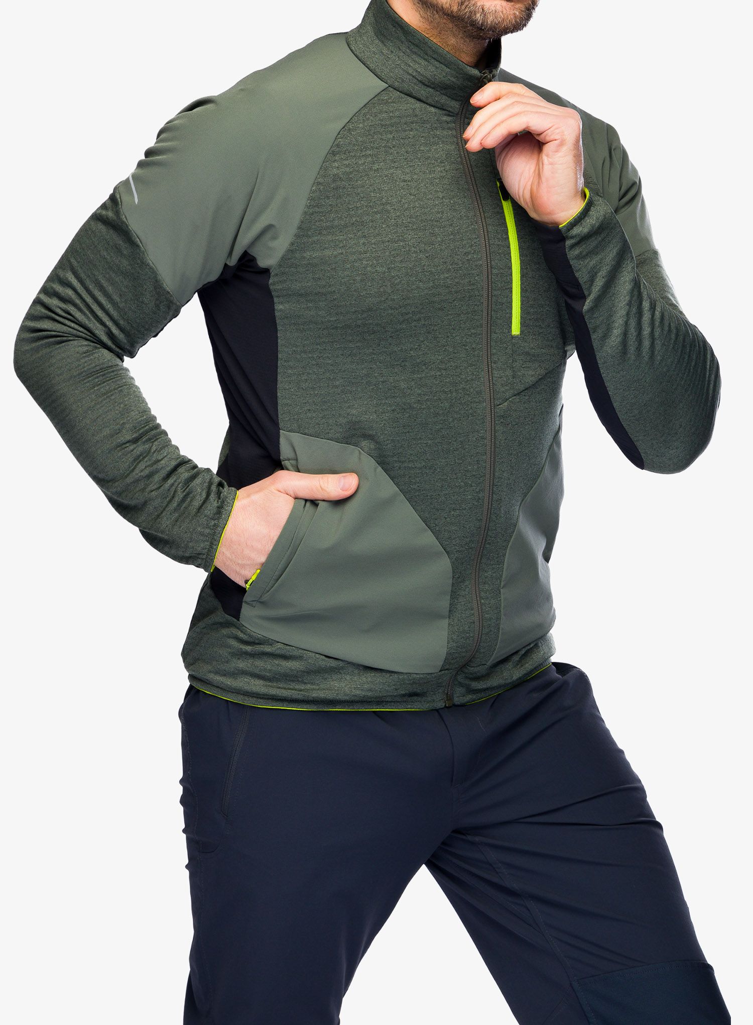 Puloverji brez kapuce Montura Thermal Grid 2 Maglia - sage green/lime green