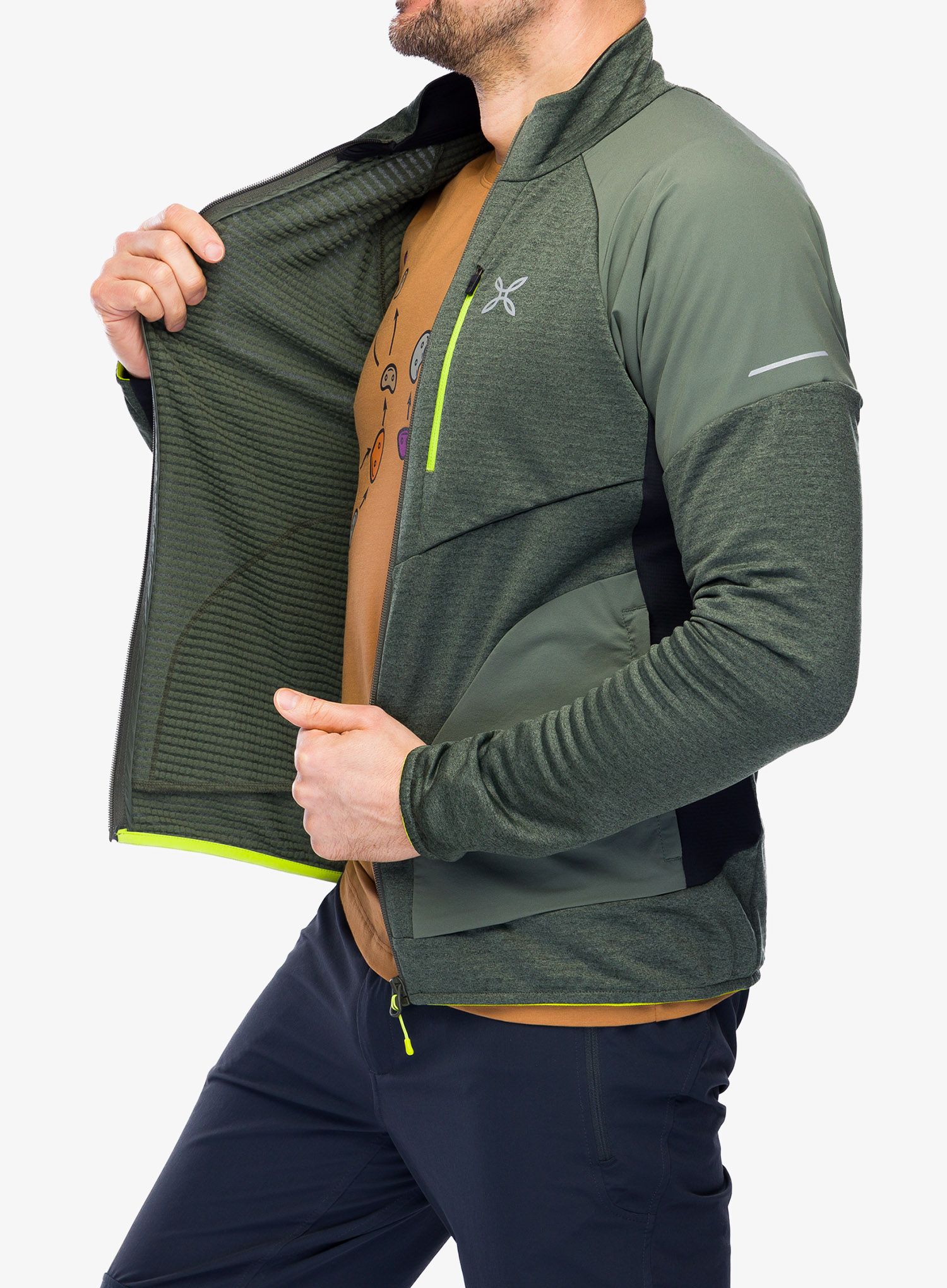 Puloverji brez kapuce Montura Thermal Grid 2 Maglia - sage green/lime green