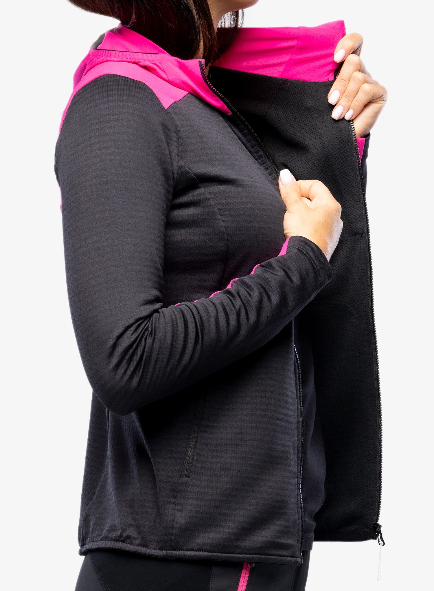 Ženska jopa s kapuco Montura Thermal Grid Pro Hoody Maglia - black/intense violet