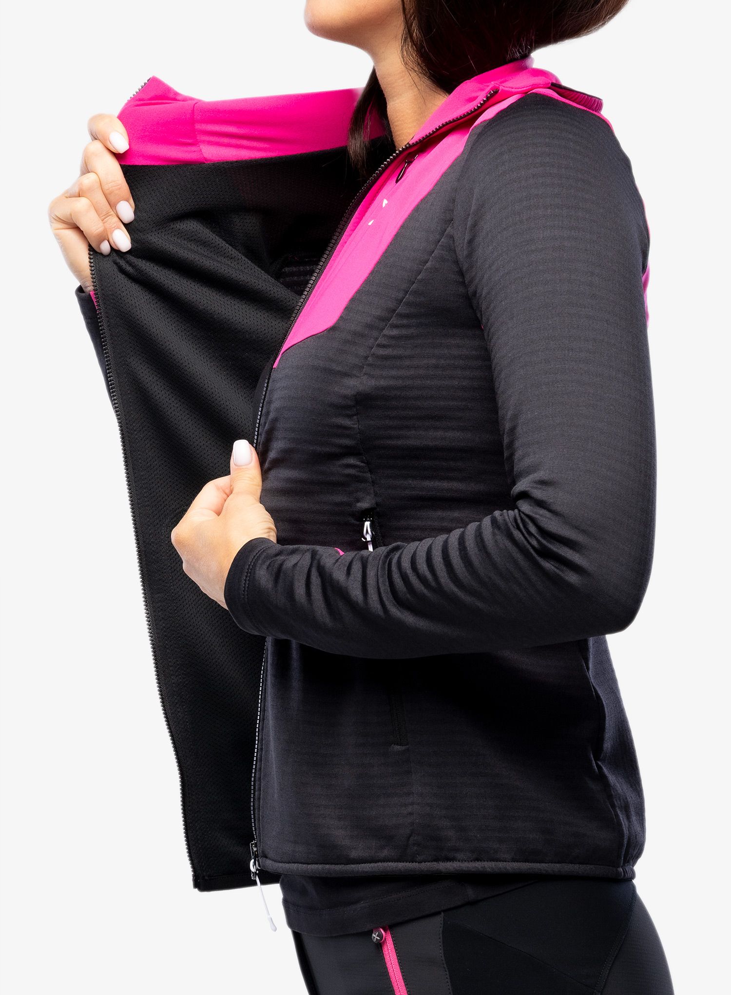 Ženska jopa s kapuco Montura Thermal Grid Pro Hoody Maglia - black/intense violet