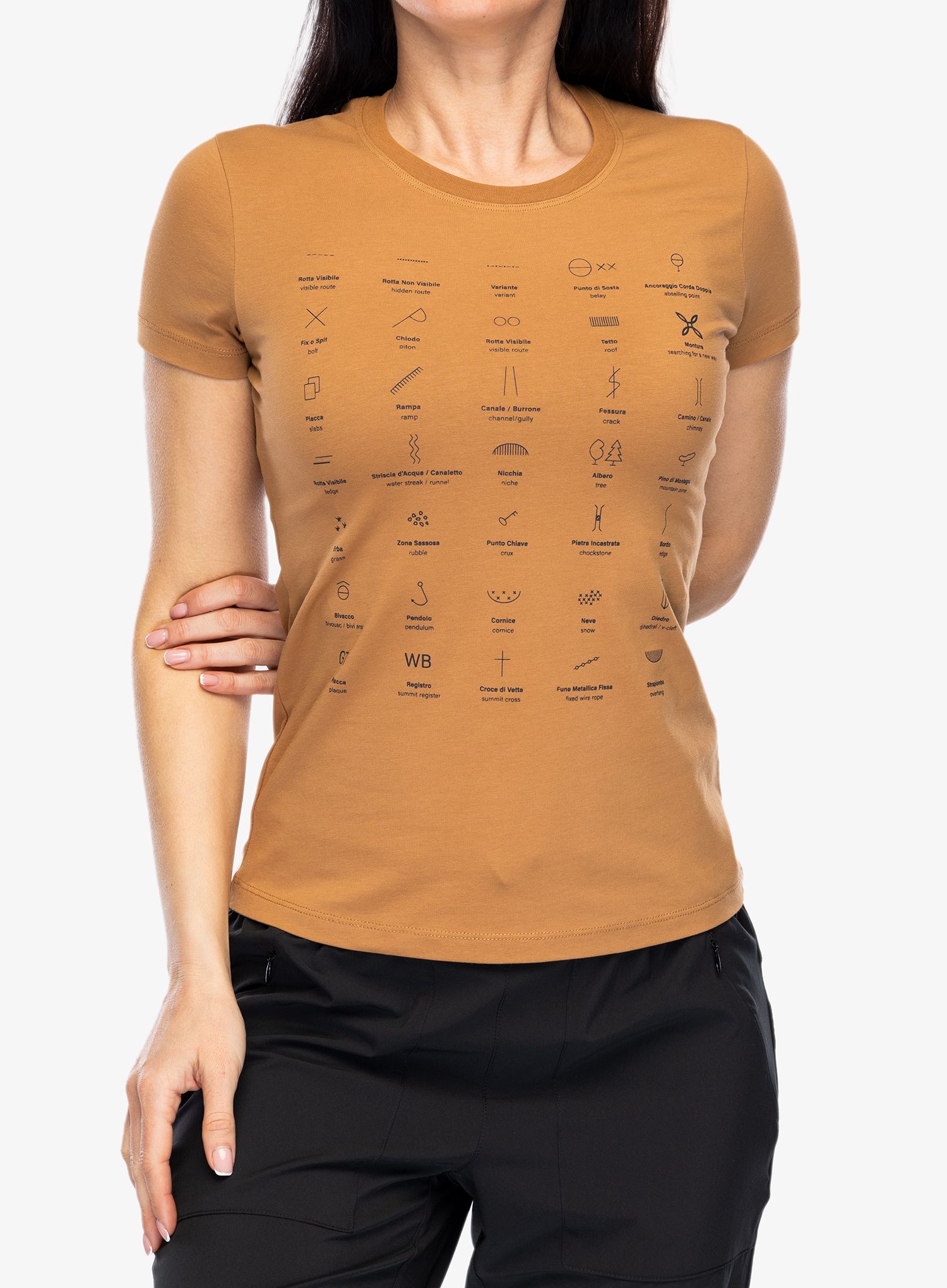 Ženska majica s potiskom Montura Topographic T-Shirt - camel