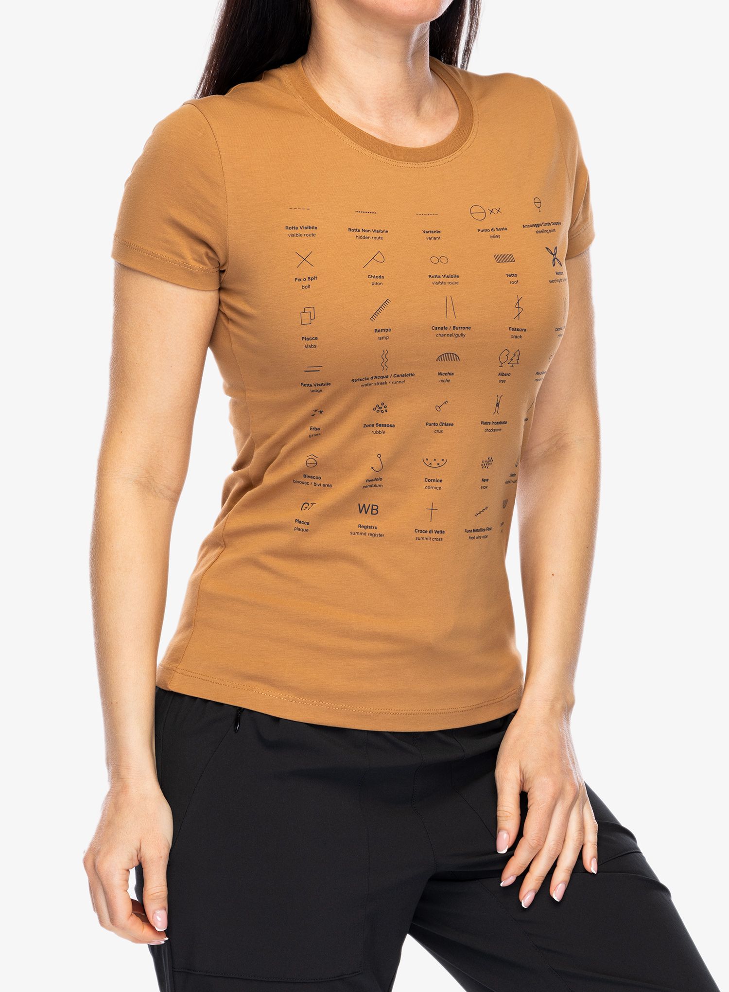 Ženska majica s potiskom Montura Topographic T-Shirt - camel