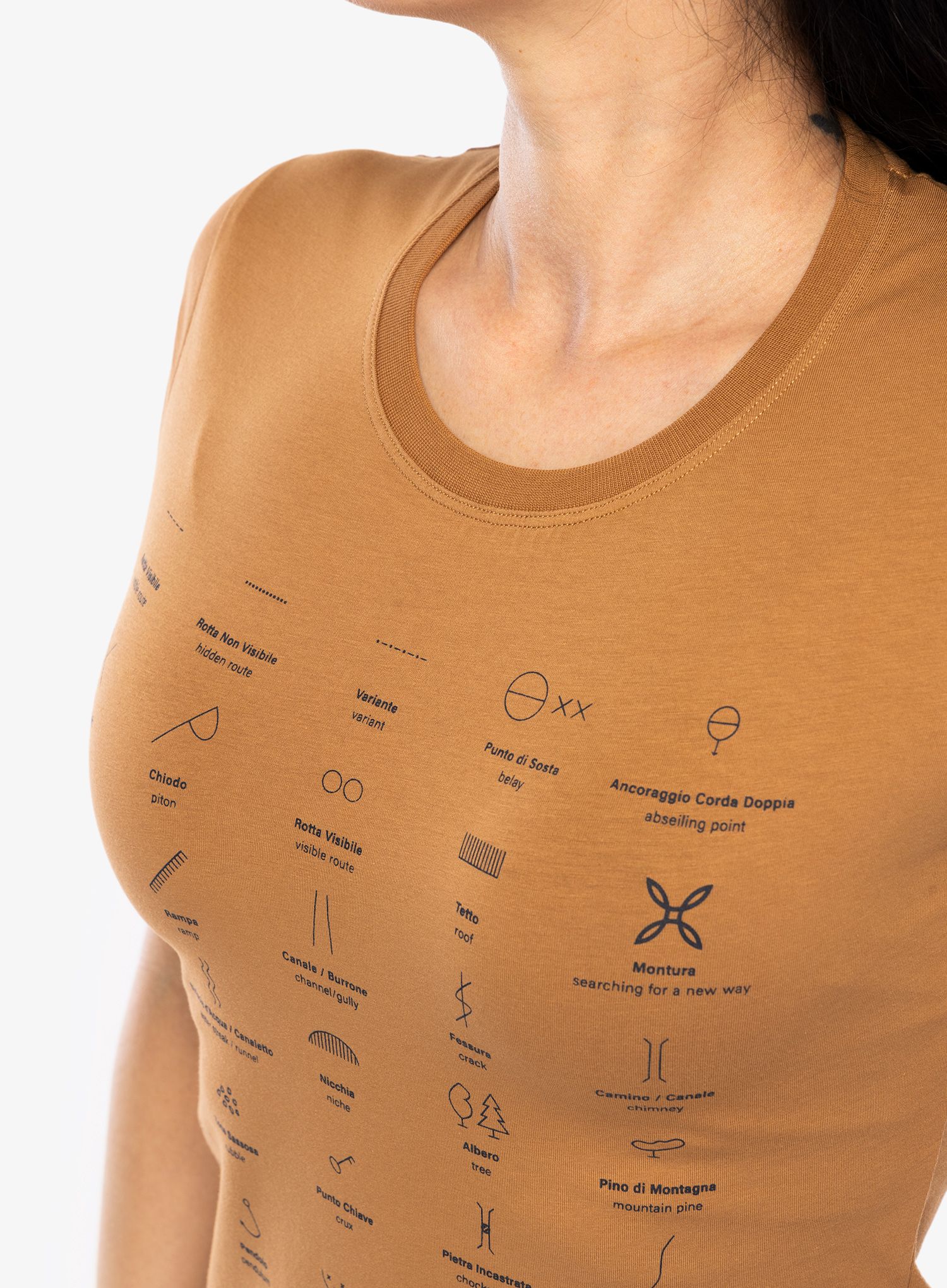 Ženska majica s potiskom Montura Topographic T-Shirt - camel