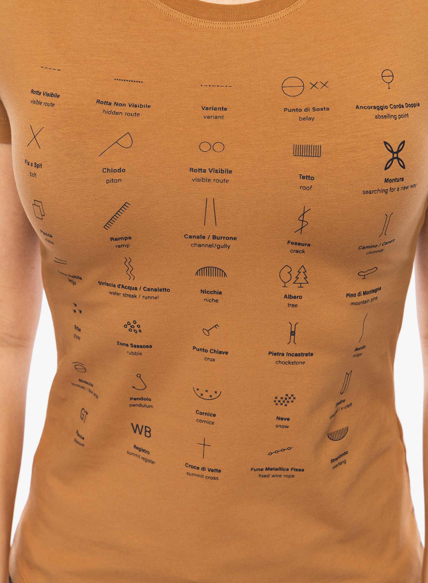 Ženska majica s potiskom Montura Topographic T-Shirt - camel