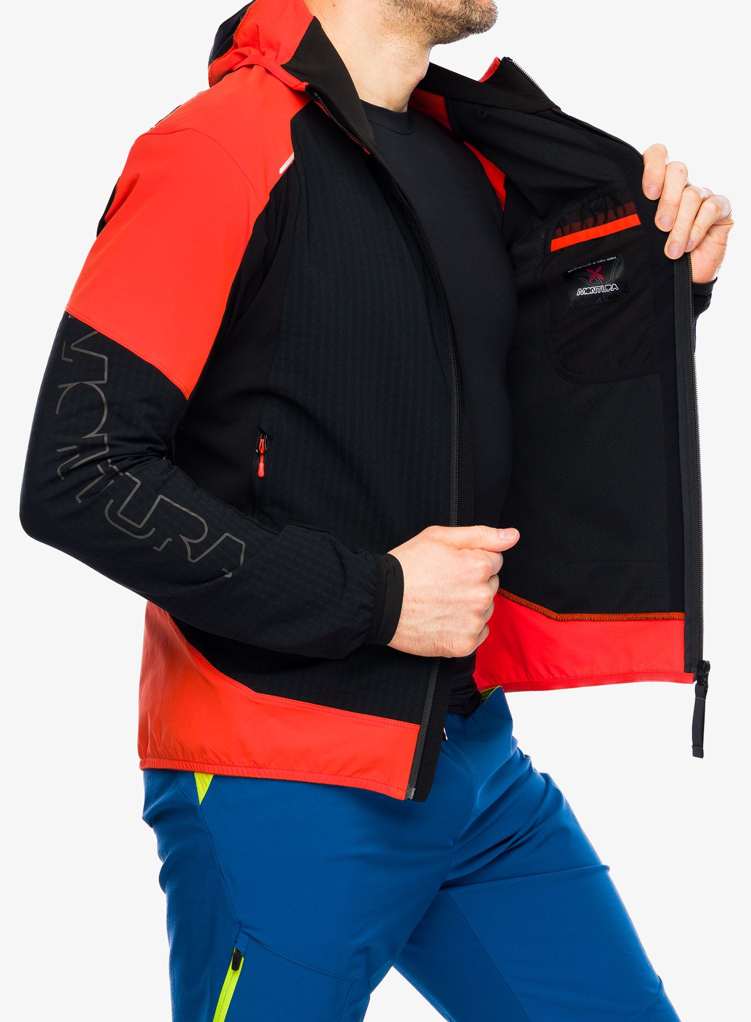 Softshell jakna Montura Wind Revolution Hoody Jacket - black/bright orange